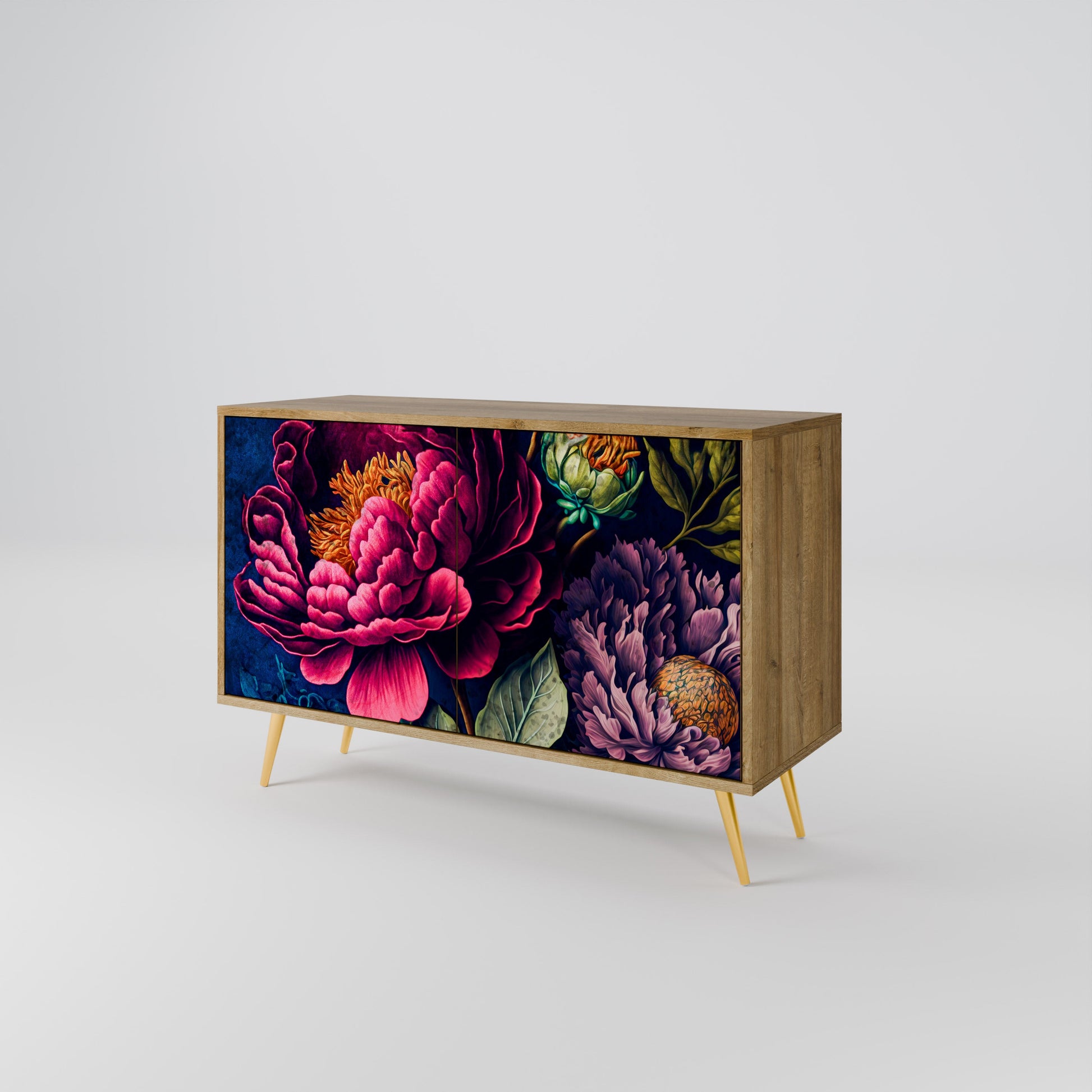 Buffet 2 portes effet chêne BLOOMING ELEGANCE