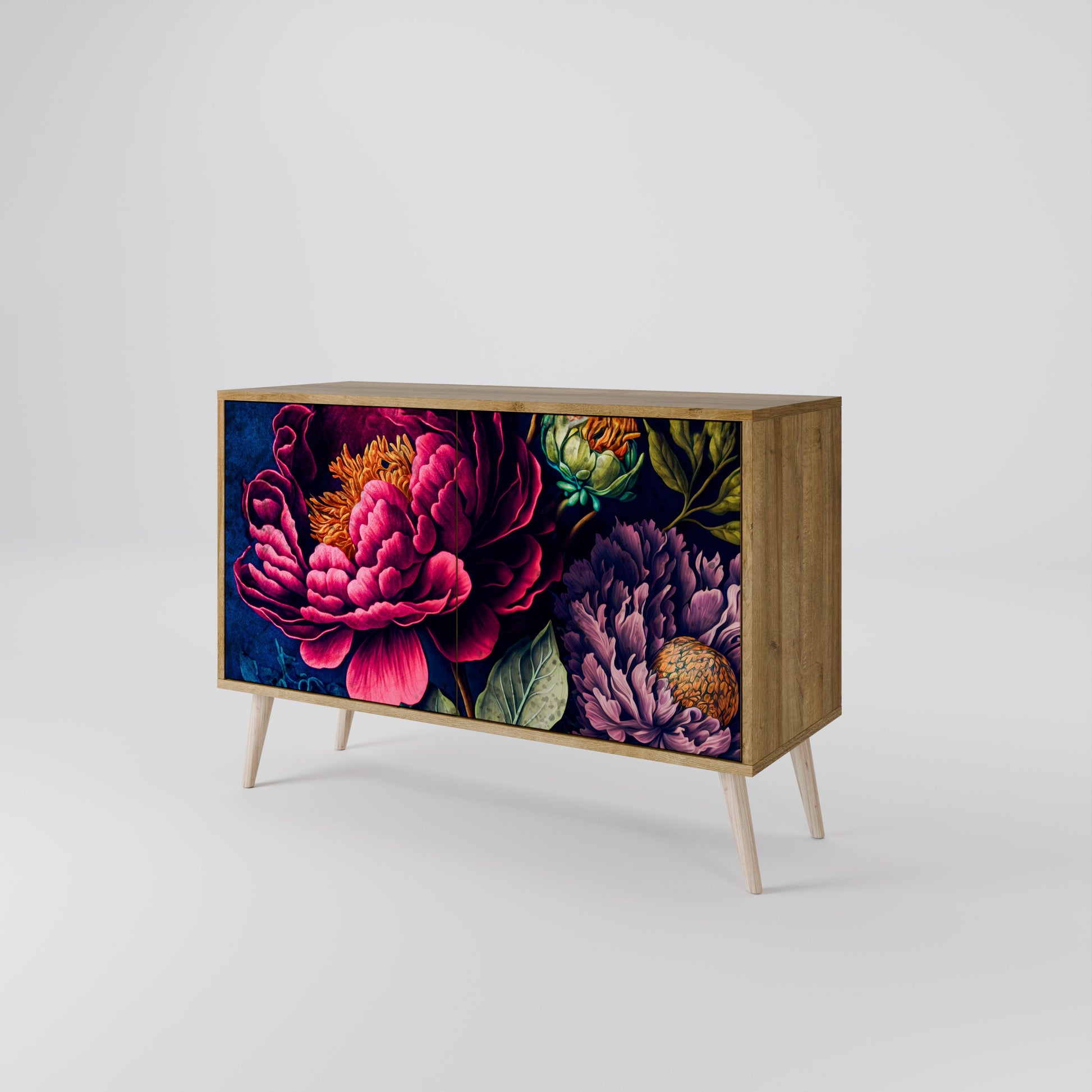 Buffet 2 portes effet chêne BLOOMING ELEGANCE