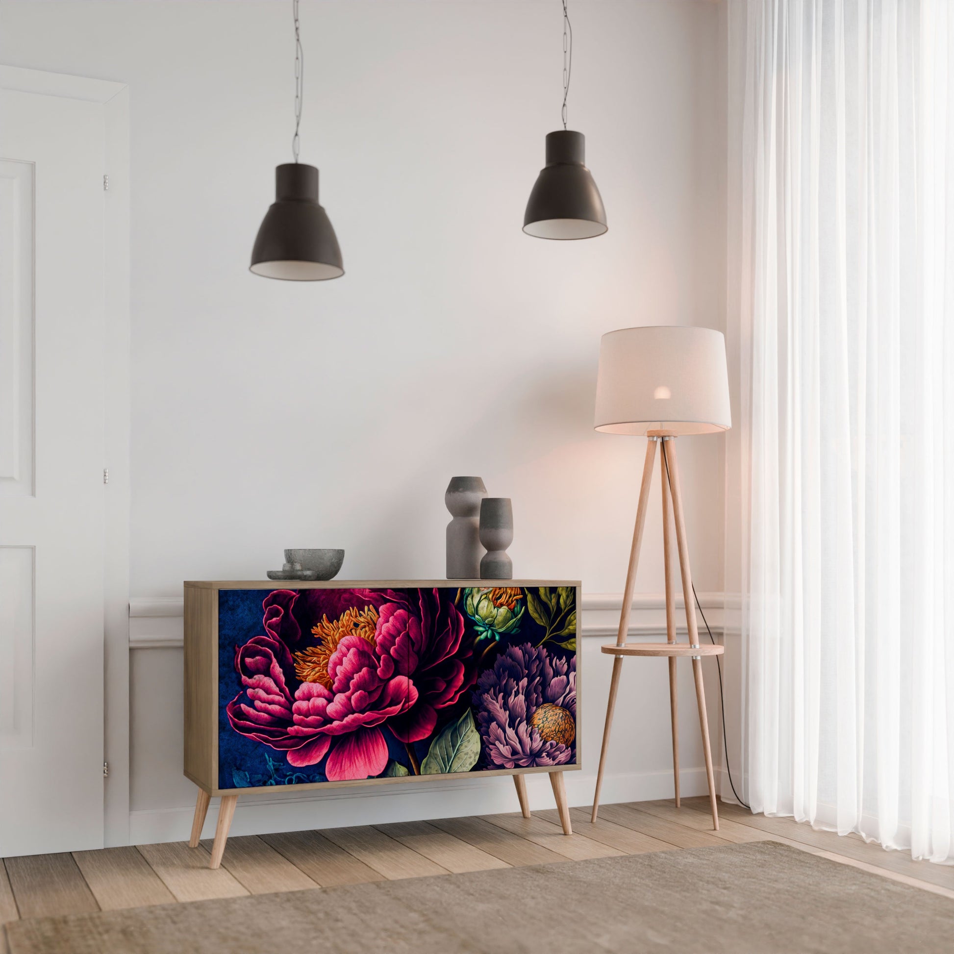 Buffet 2 portes effet chêne BLOOMING ELEGANCE
