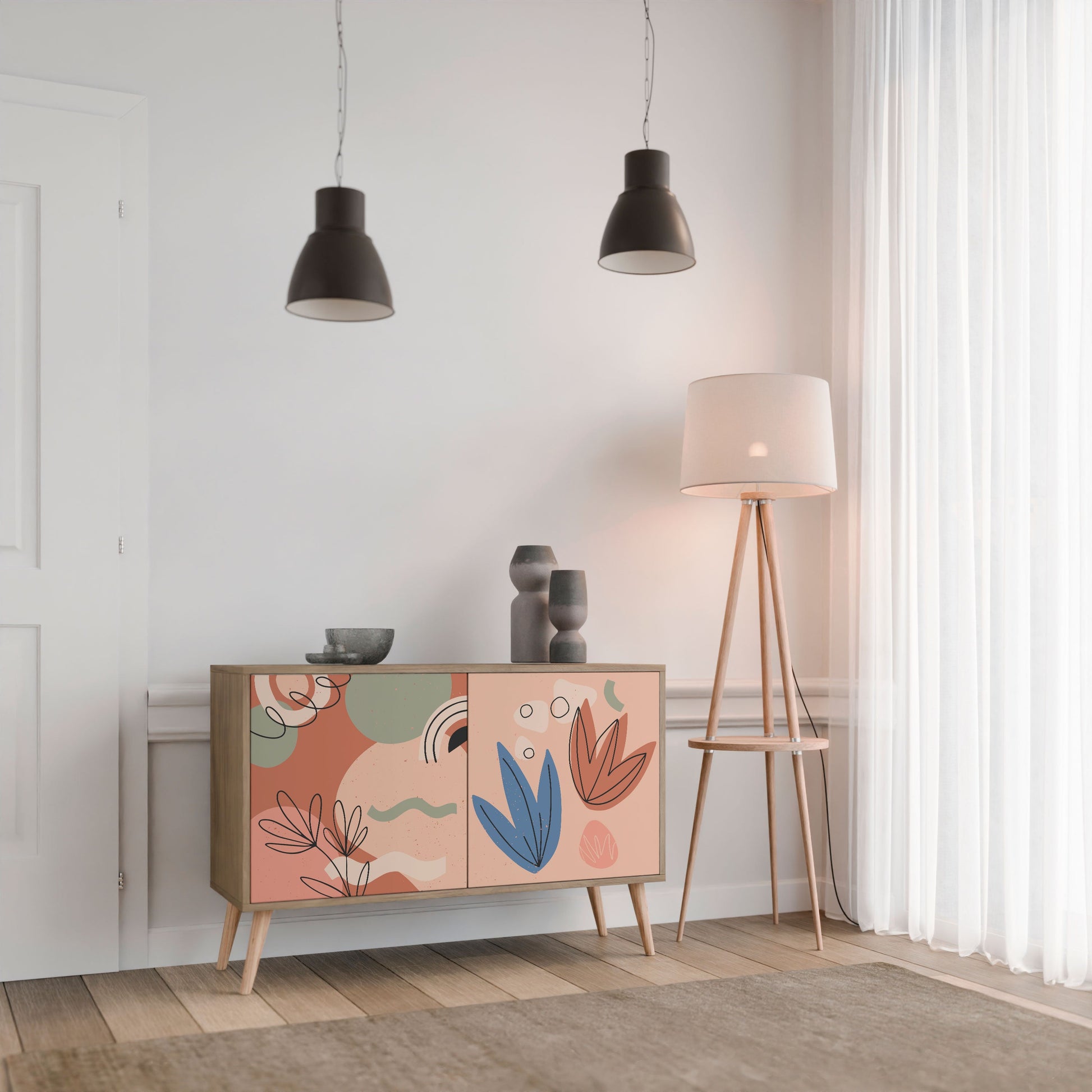 Buffet 2 portes PASTEL DESTINY effet chêne