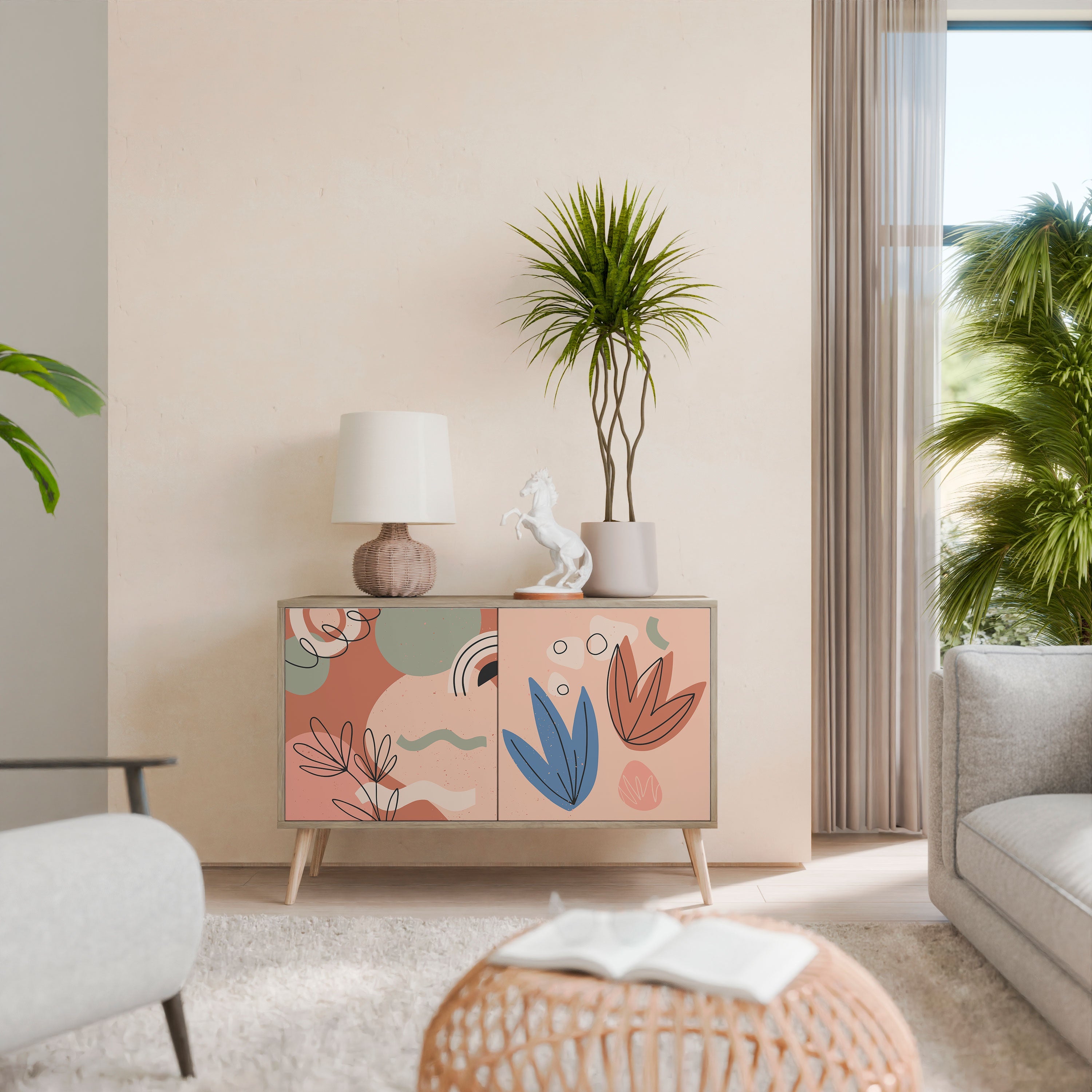 Buffet 2 portes PASTEL DESTINY effet chêne