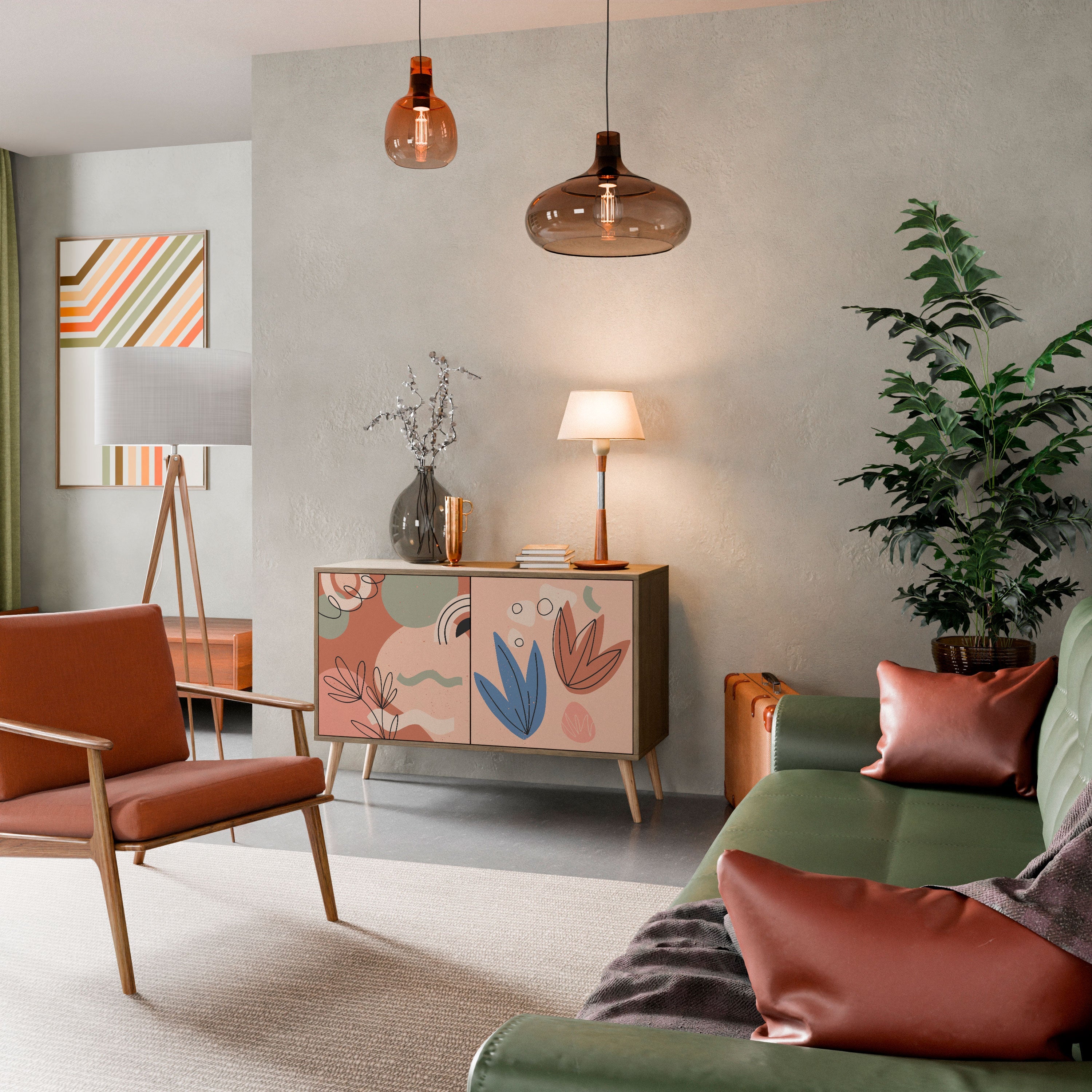 Buffet 2 portes PASTEL DESTINY effet chêne