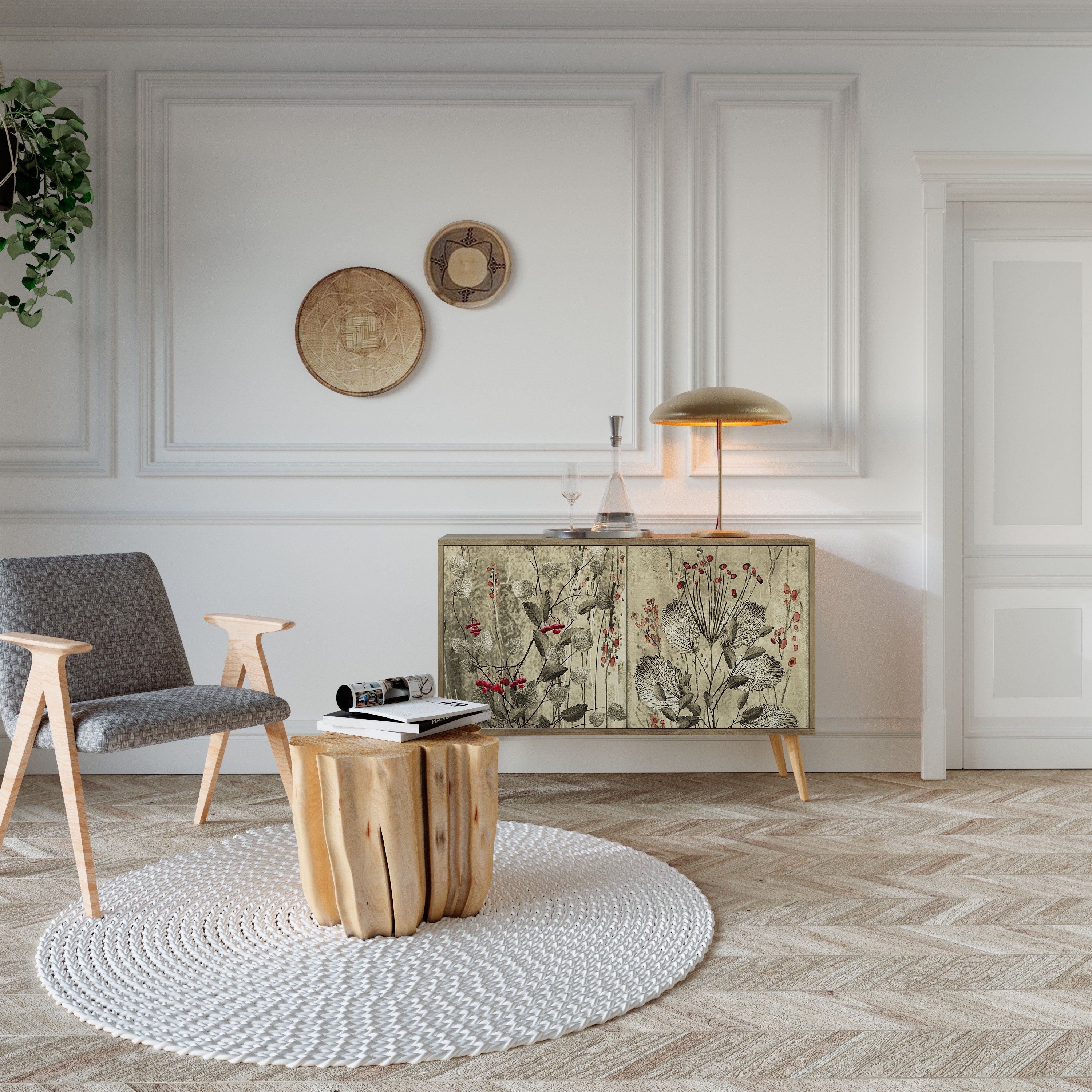 Buffet 2 portes HERBAL GRACE effet chêne