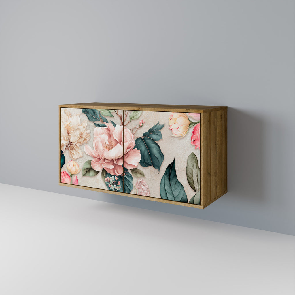 Buffet 2 portes FLORAL GRACE effet chêne