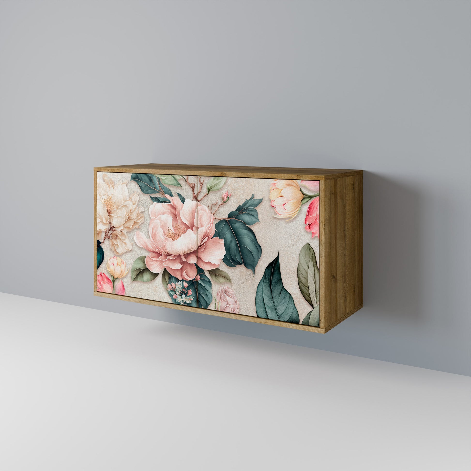 Buffet 2 portes FLORAL GRACE effet chêne