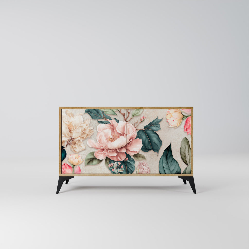 Buffet 2 portes FLORAL GRACE effet chêne