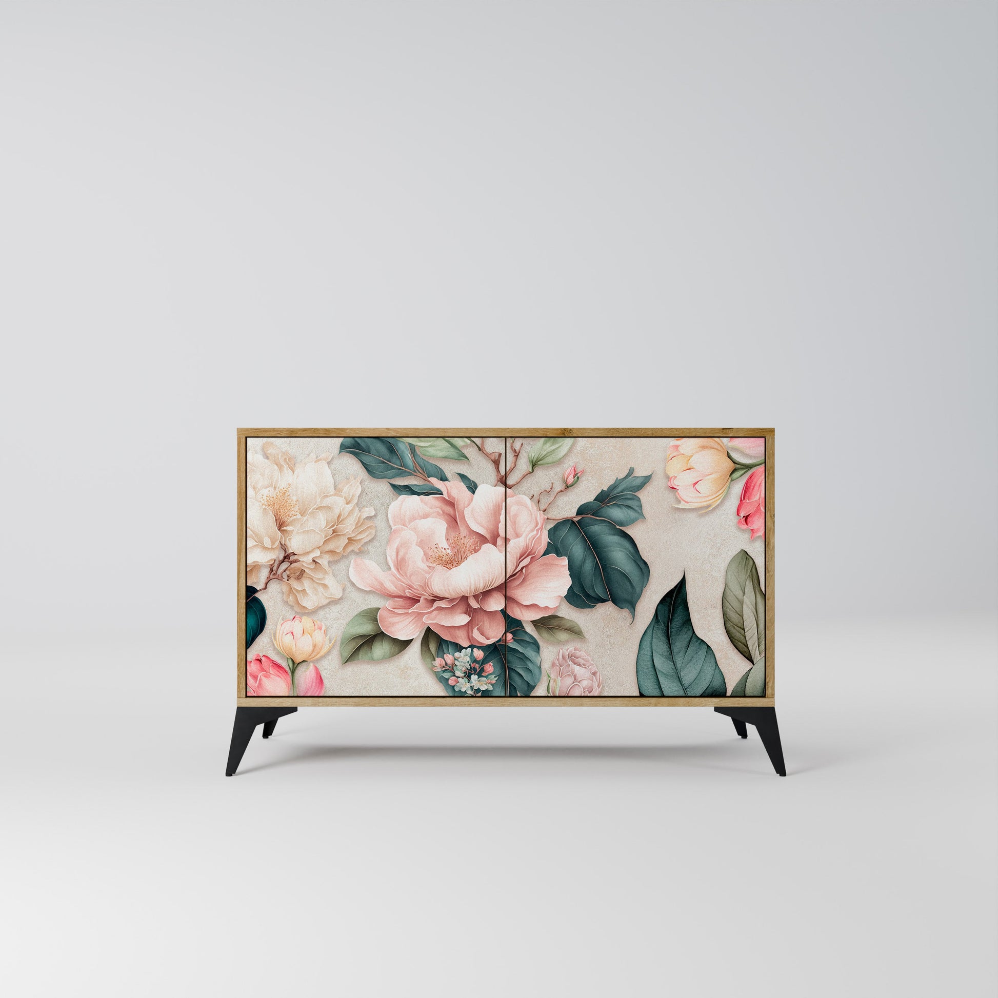 Buffet 2 portes FLORAL GRACE effet chêne