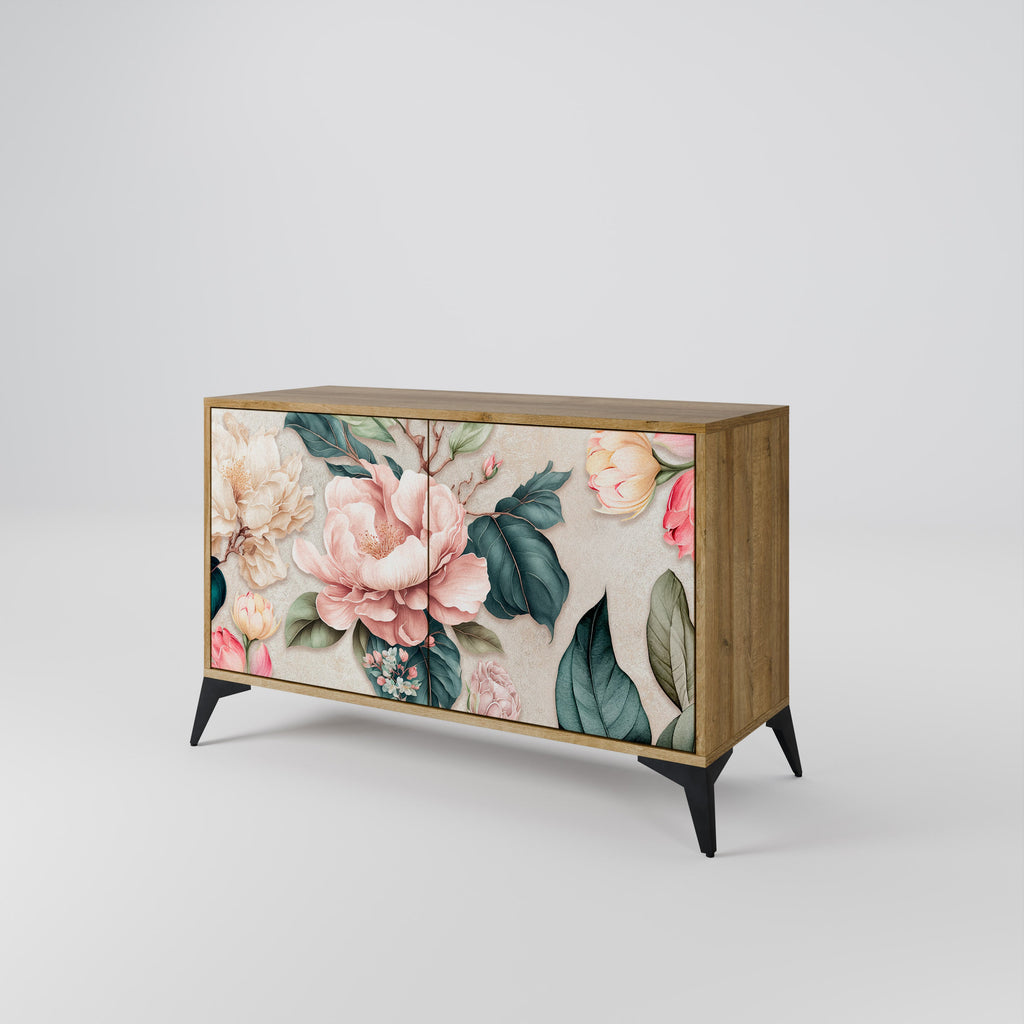 Buffet 2 portes FLORAL GRACE effet chêne