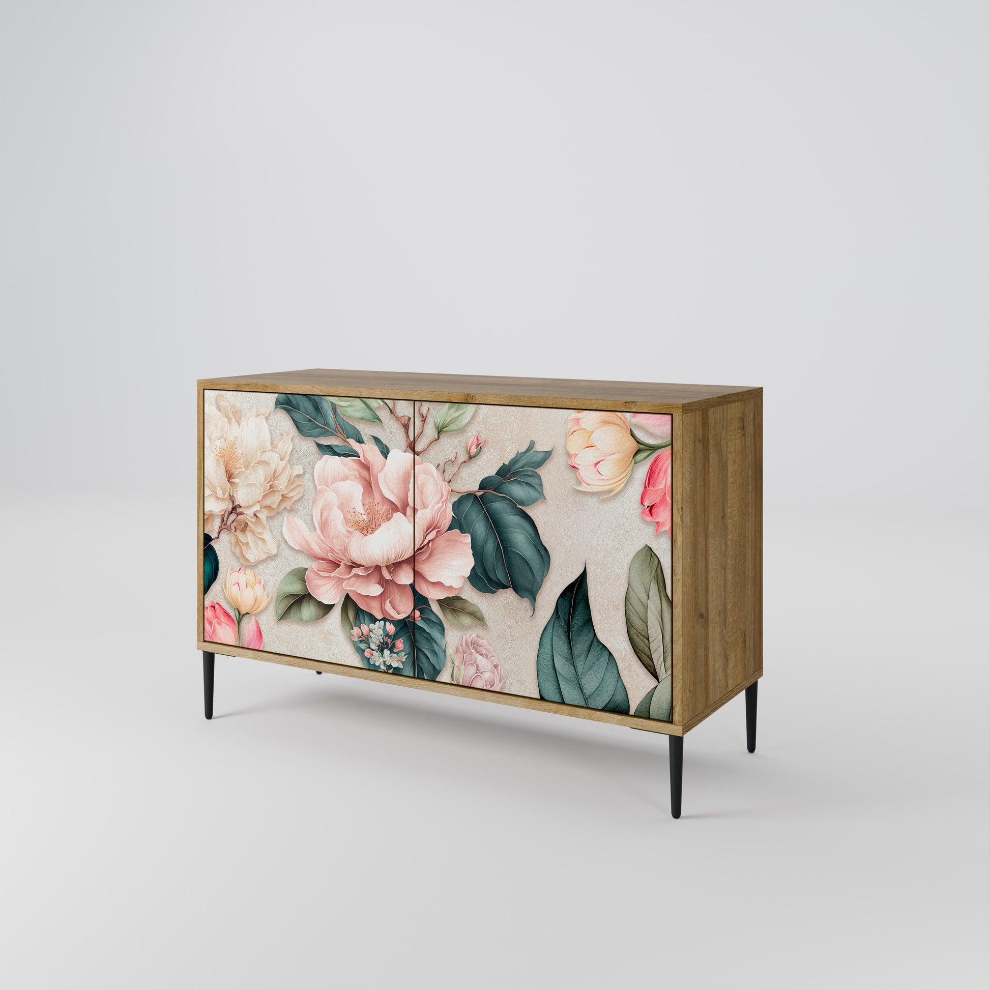 Buffet 2 portes FLORAL GRACE effet chêne