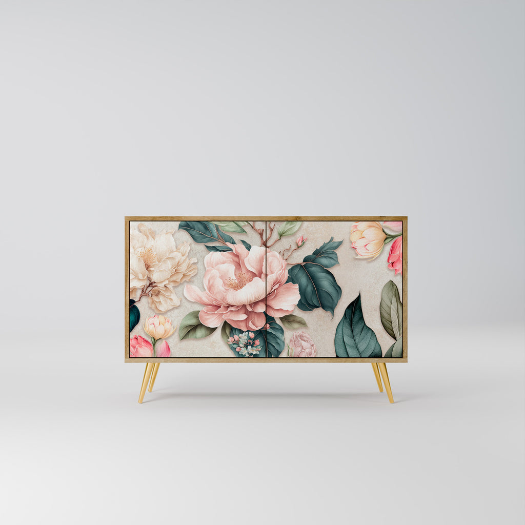 Buffet 2 portes FLORAL GRACE effet chêne