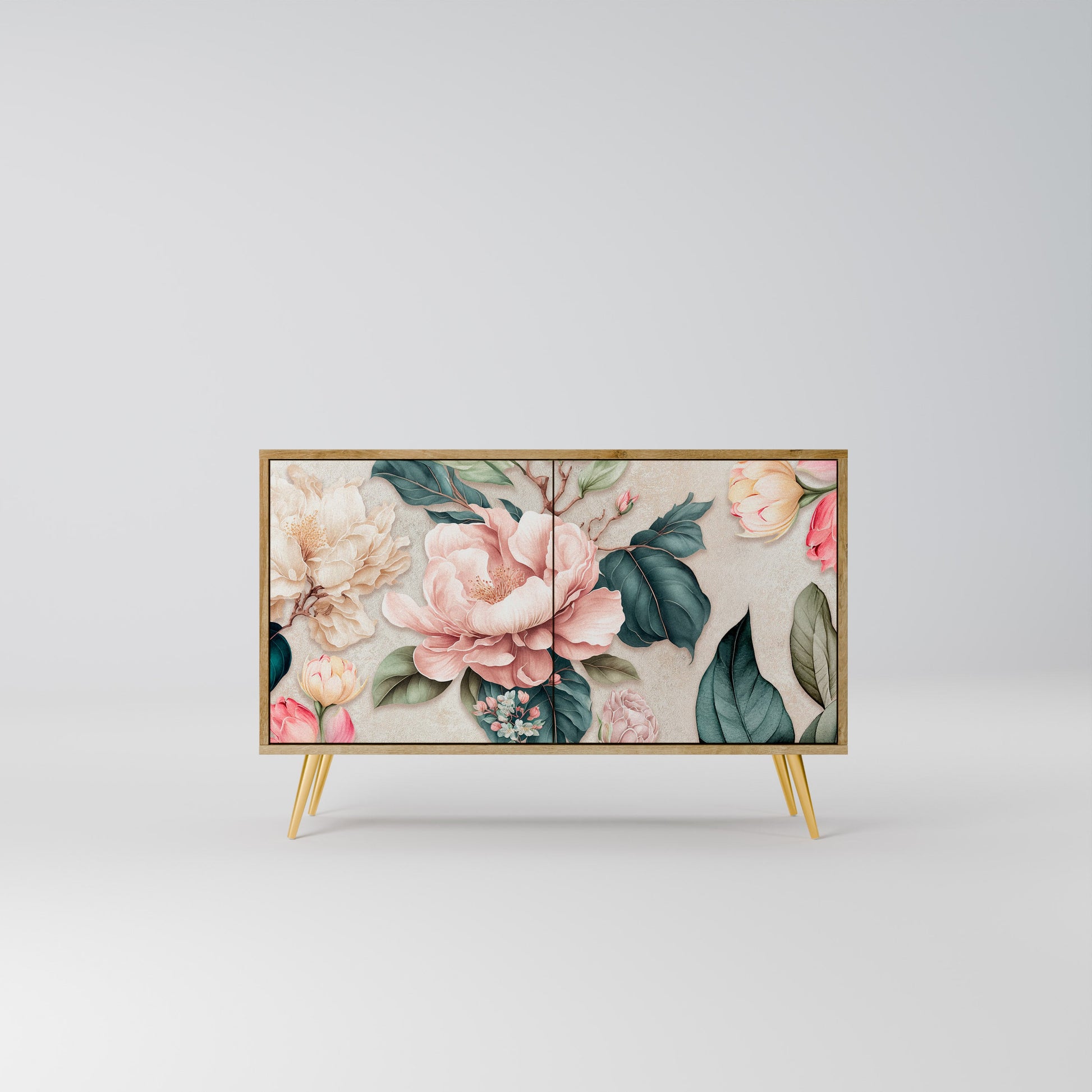 Buffet 2 portes FLORAL GRACE effet chêne