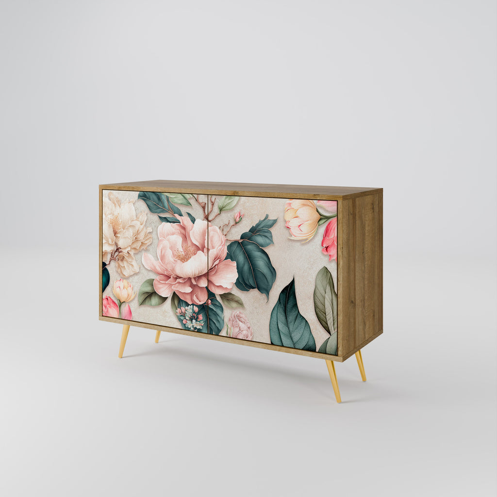 Buffet 2 portes FLORAL GRACE effet chêne