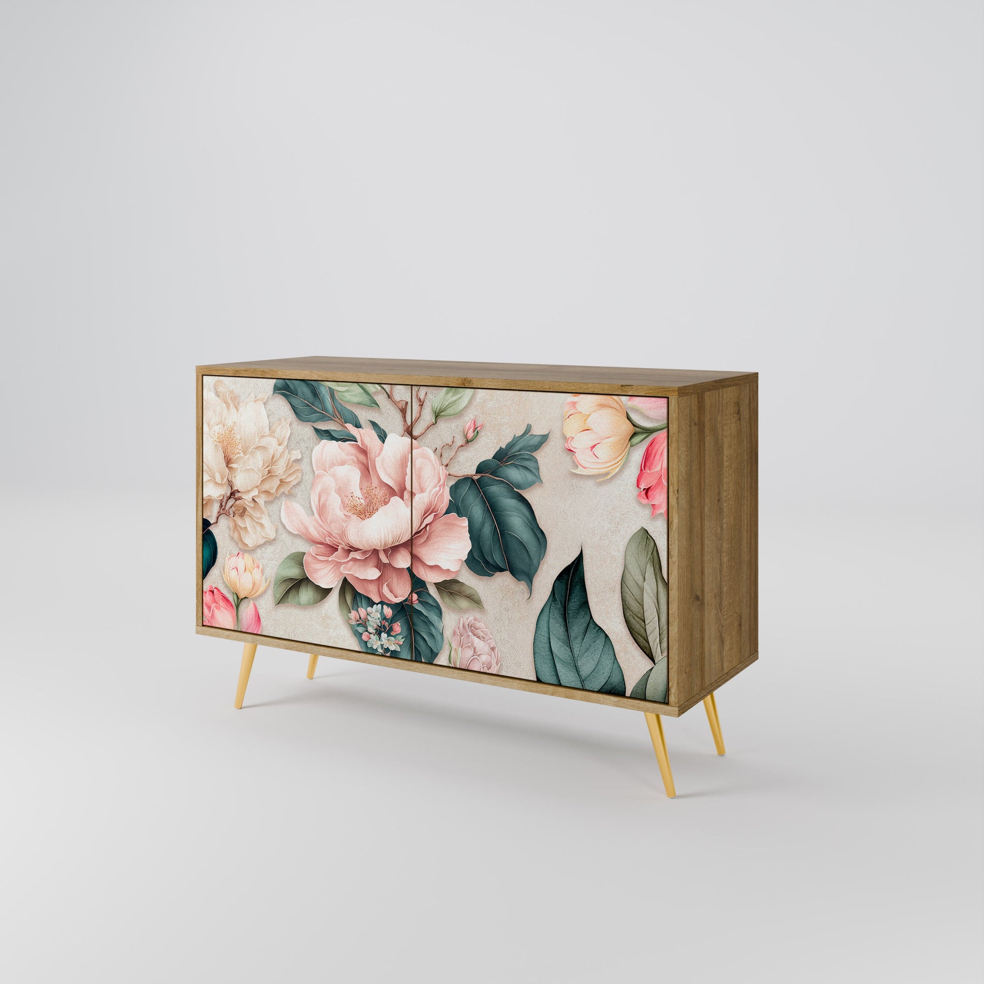 Buffet 2 portes FLORAL GRACE effet chêne