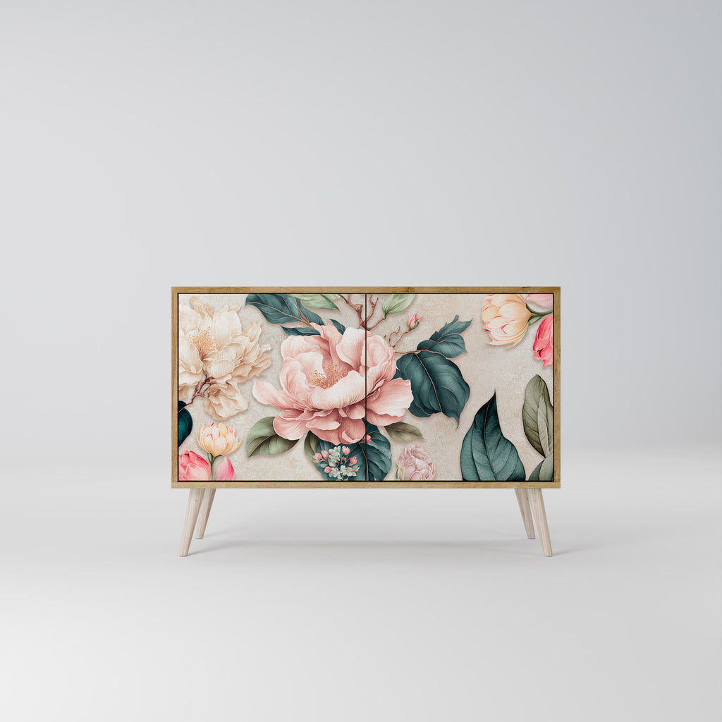 Buffet 2 portes FLORAL GRACE effet chêne