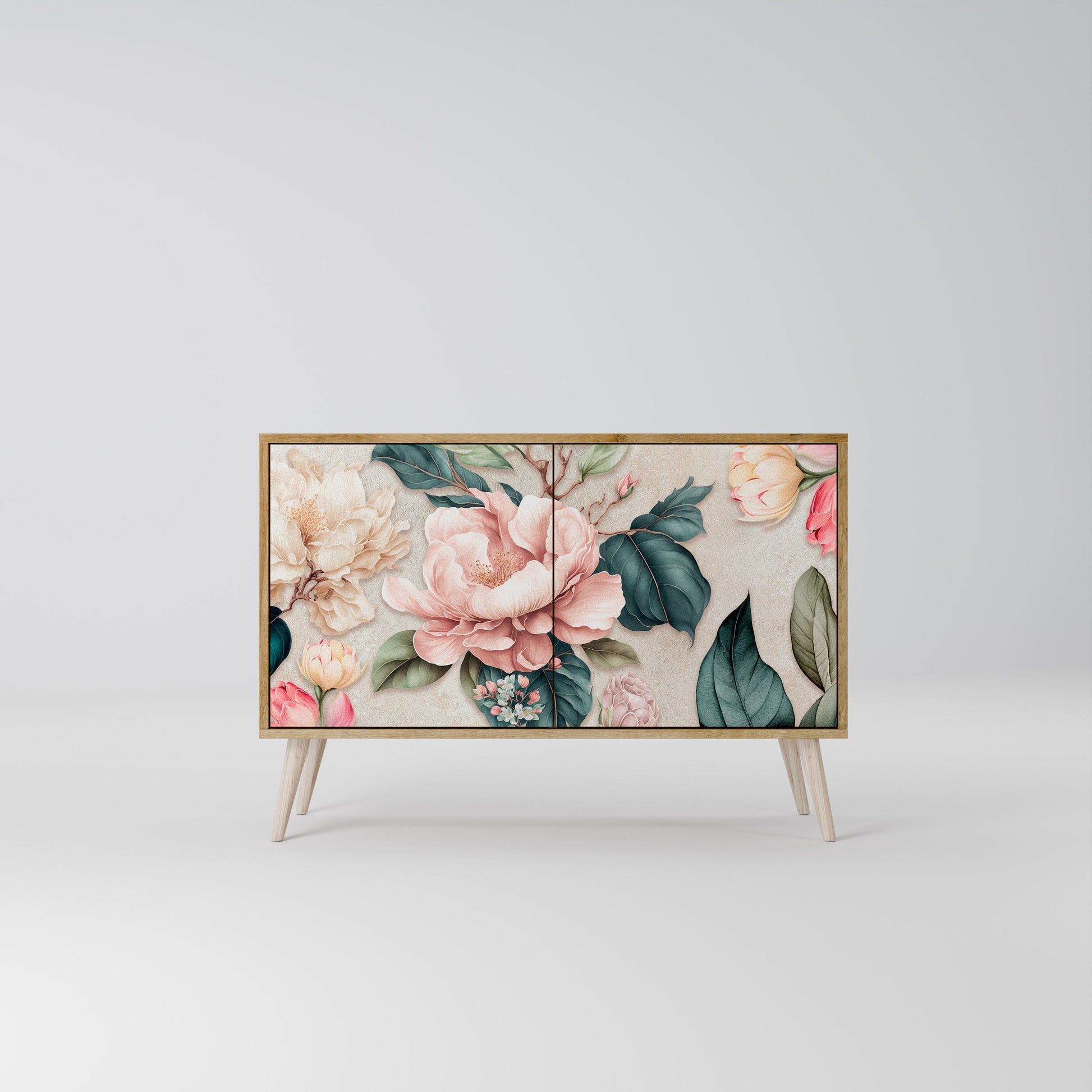 Buffet 2 portes FLORAL GRACE effet chêne