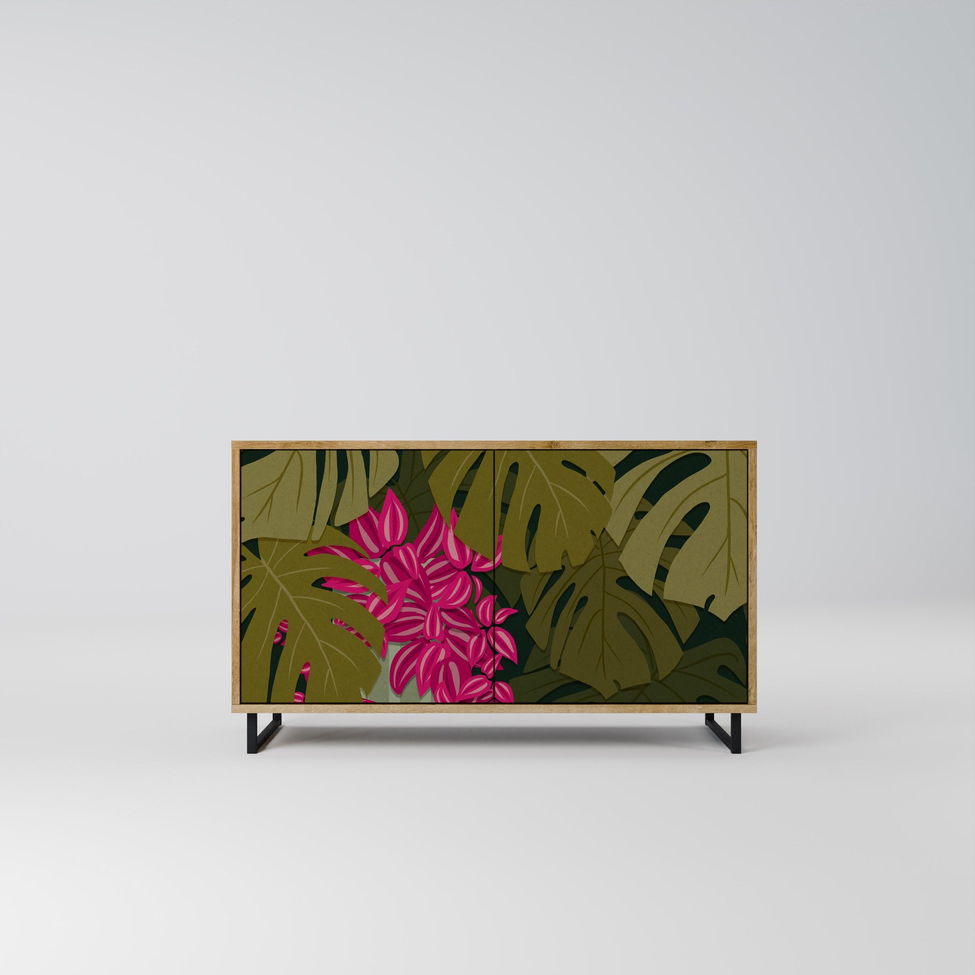 Buffet 2 portes TROPICAL BEAUTY effet chêne