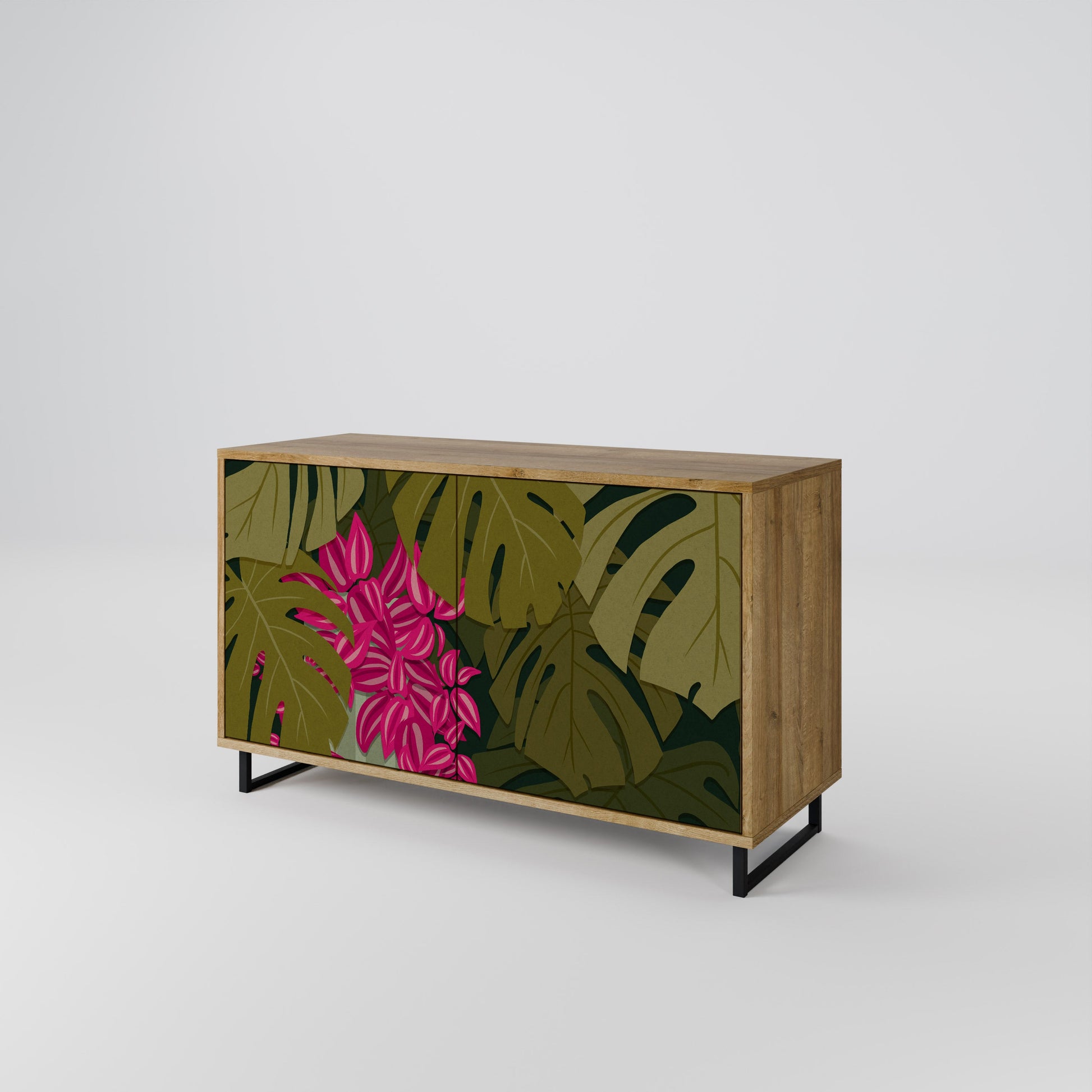 Buffet 2 portes TROPICAL BEAUTY effet chêne