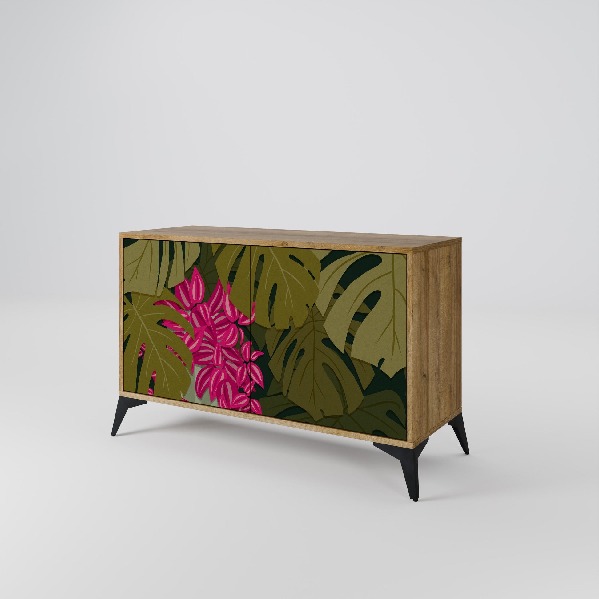Buffet 2 portes TROPICAL BEAUTY effet chêne