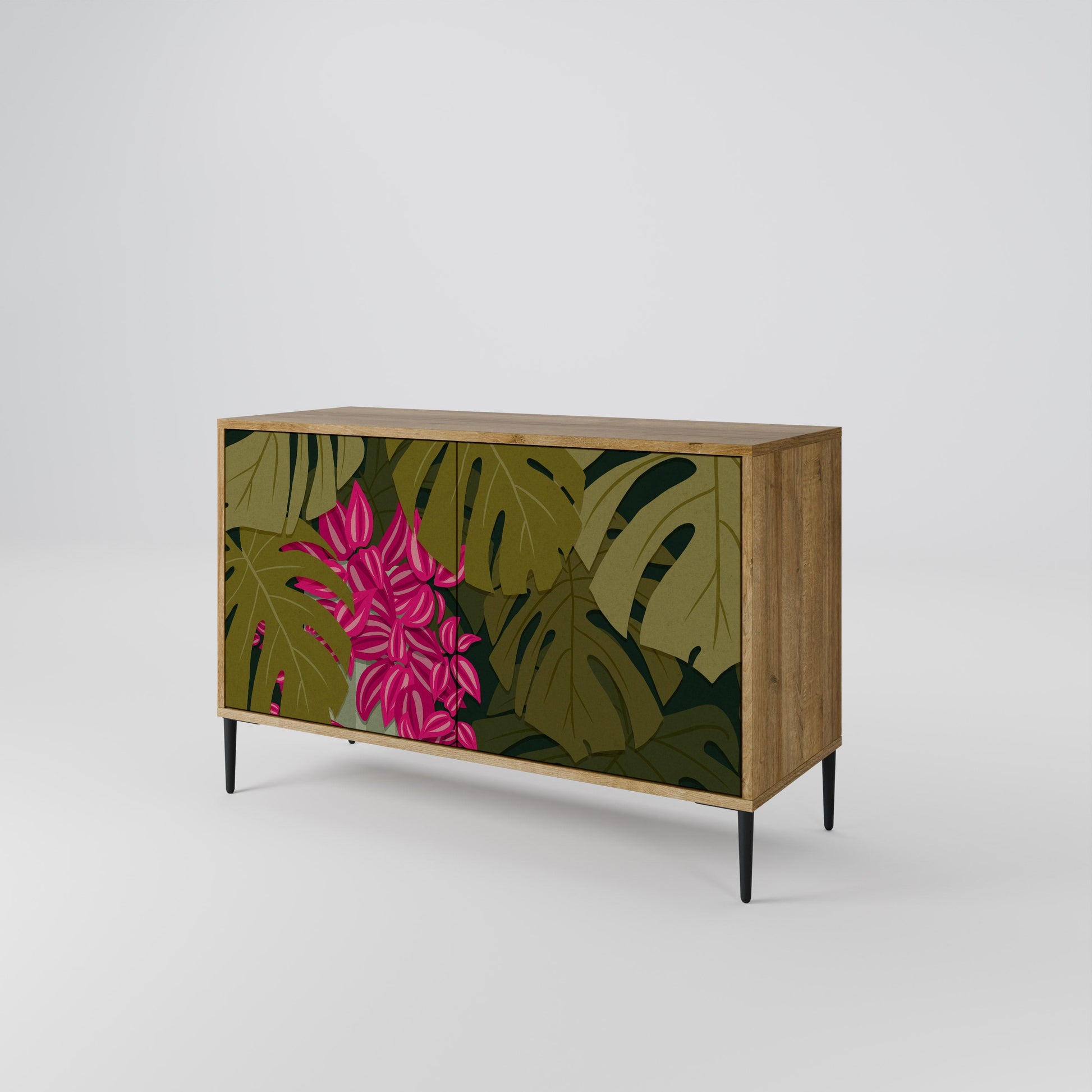 Buffet 2 portes TROPICAL BEAUTY effet chêne