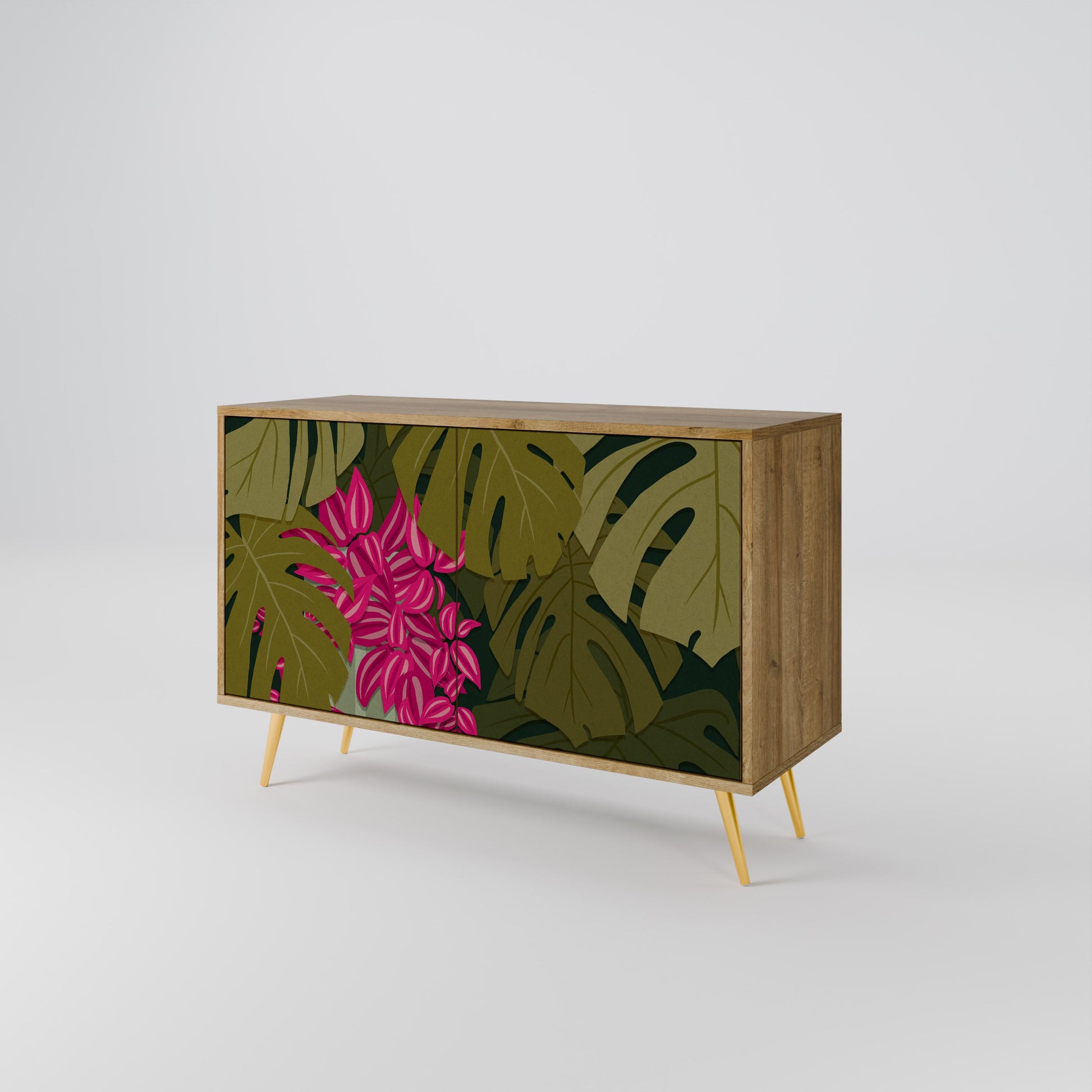 Buffet 2 portes TROPICAL BEAUTY effet chêne