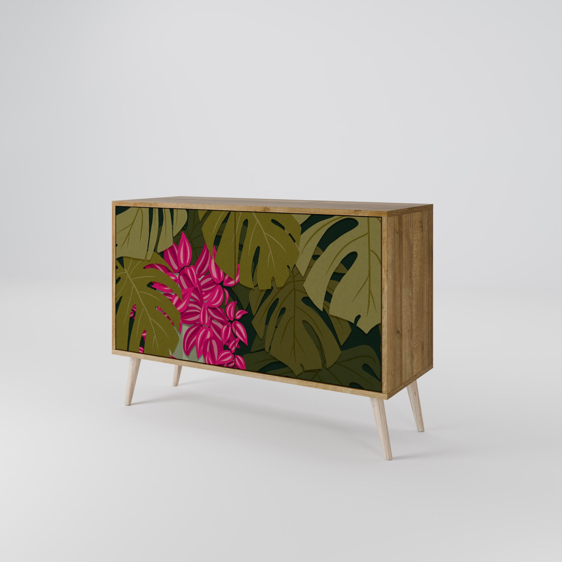 Buffet 2 portes TROPICAL BEAUTY effet chêne