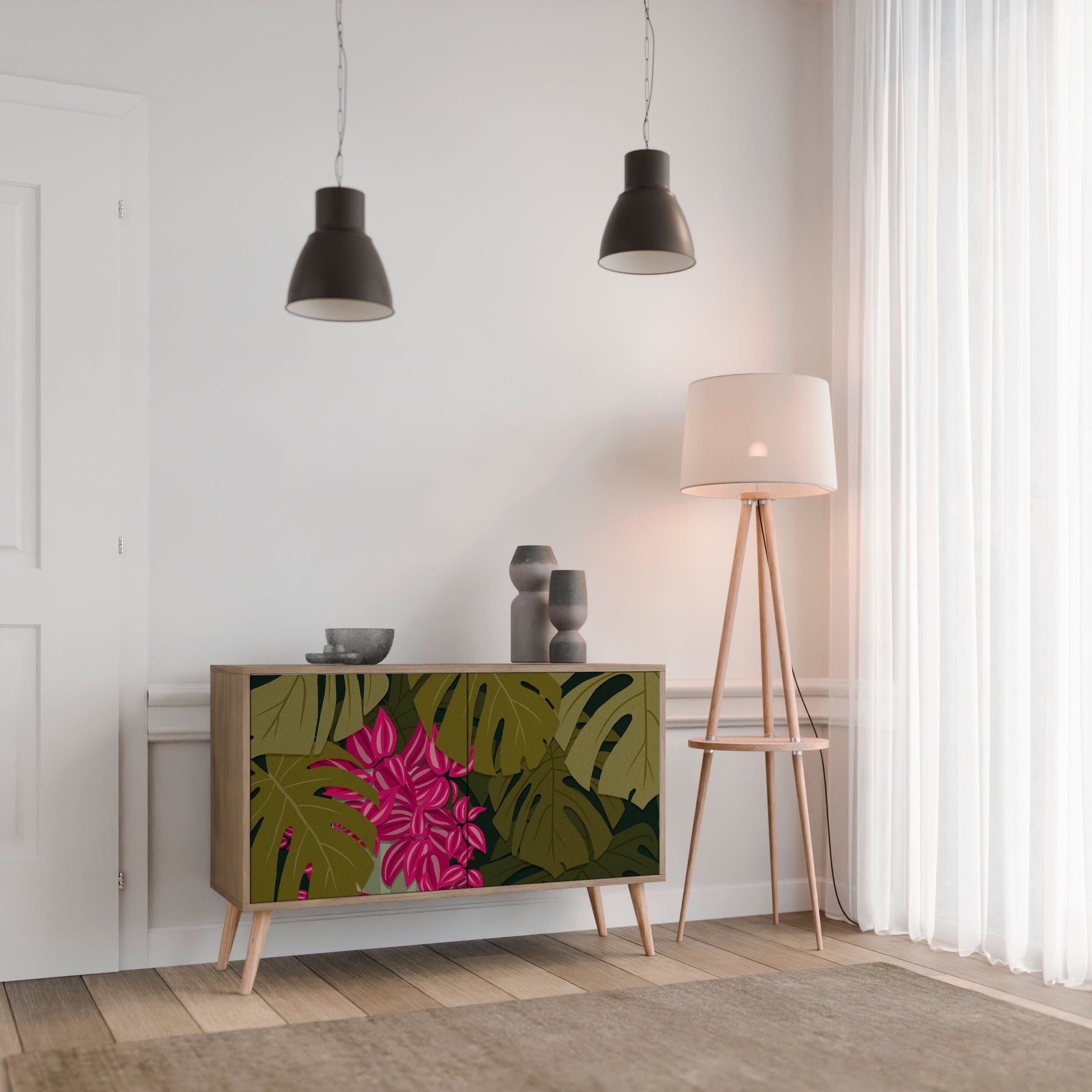 Buffet 2 portes TROPICAL BEAUTY effet chêne