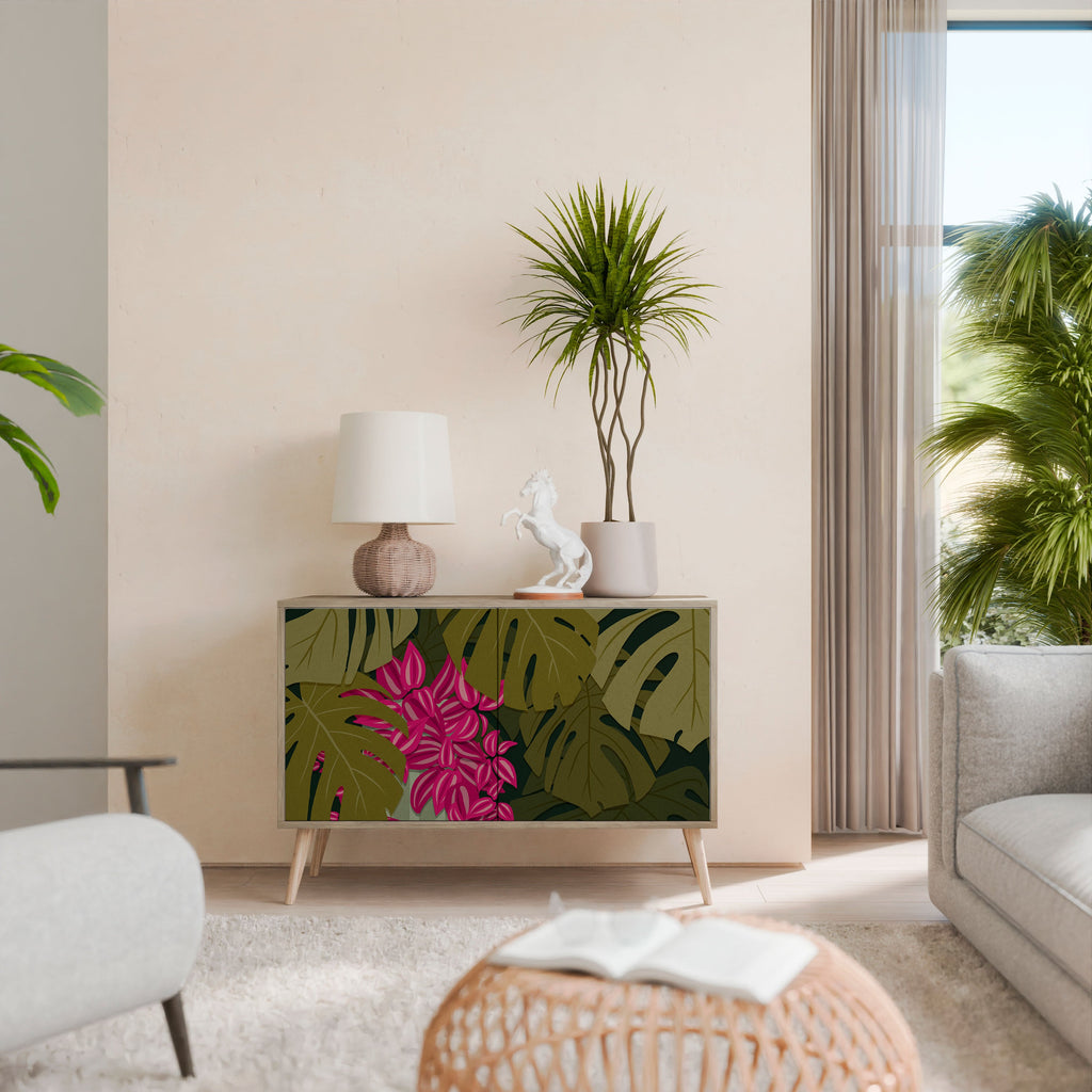 Buffet 2 portes TROPICAL BEAUTY effet chêne