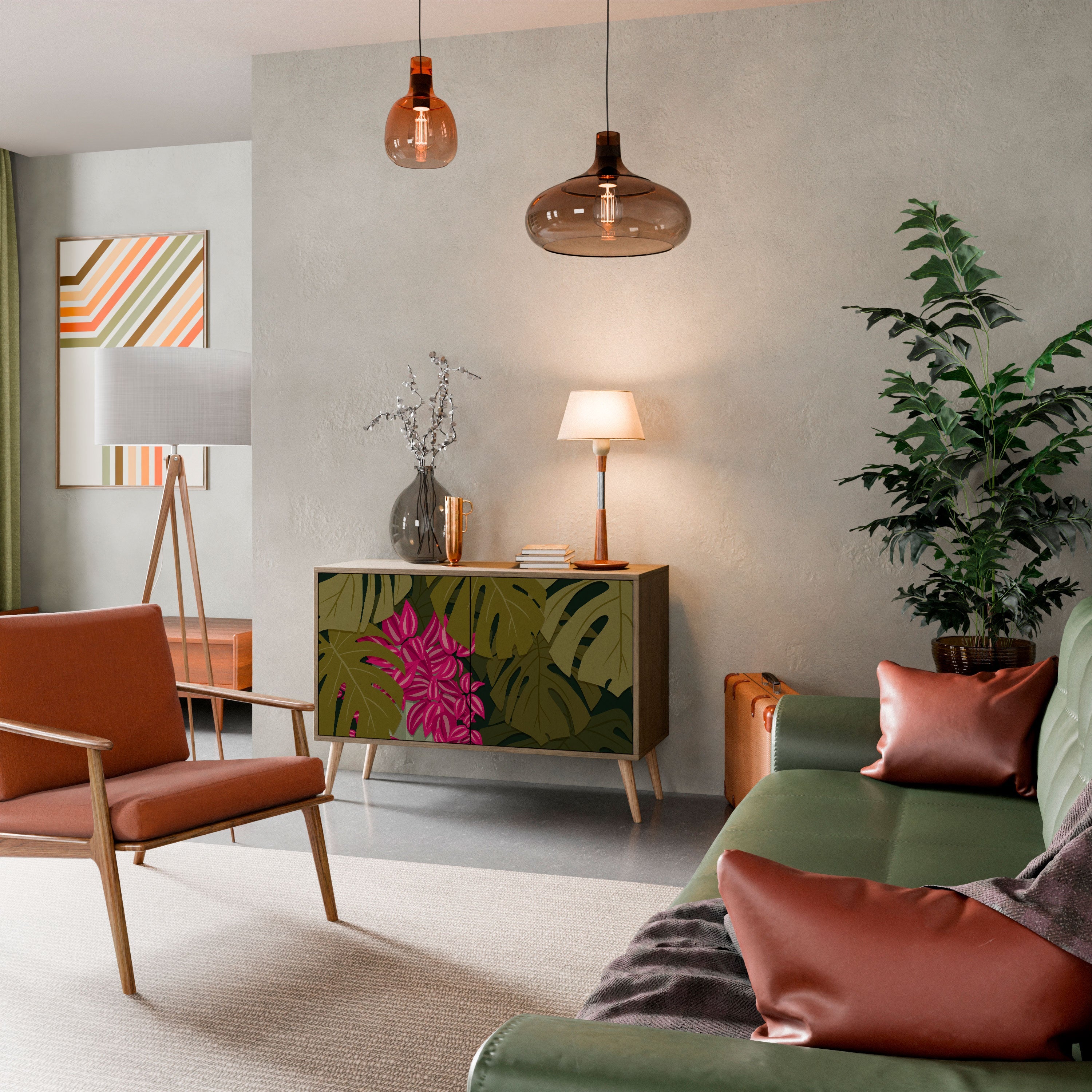 Buffet 2 portes TROPICAL BEAUTY effet chêne