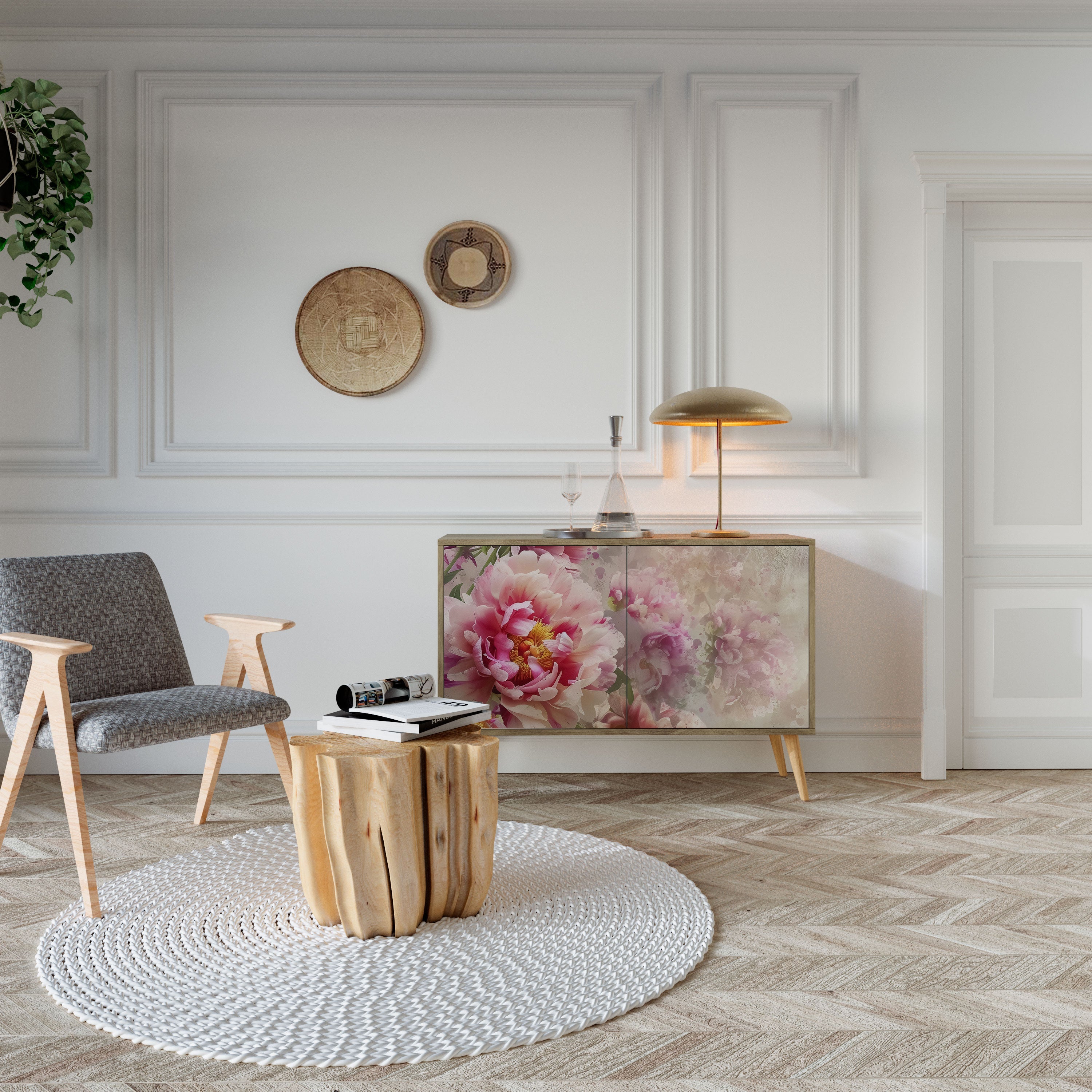 Buffet 2 portes PEONY WHISPER effet chêne