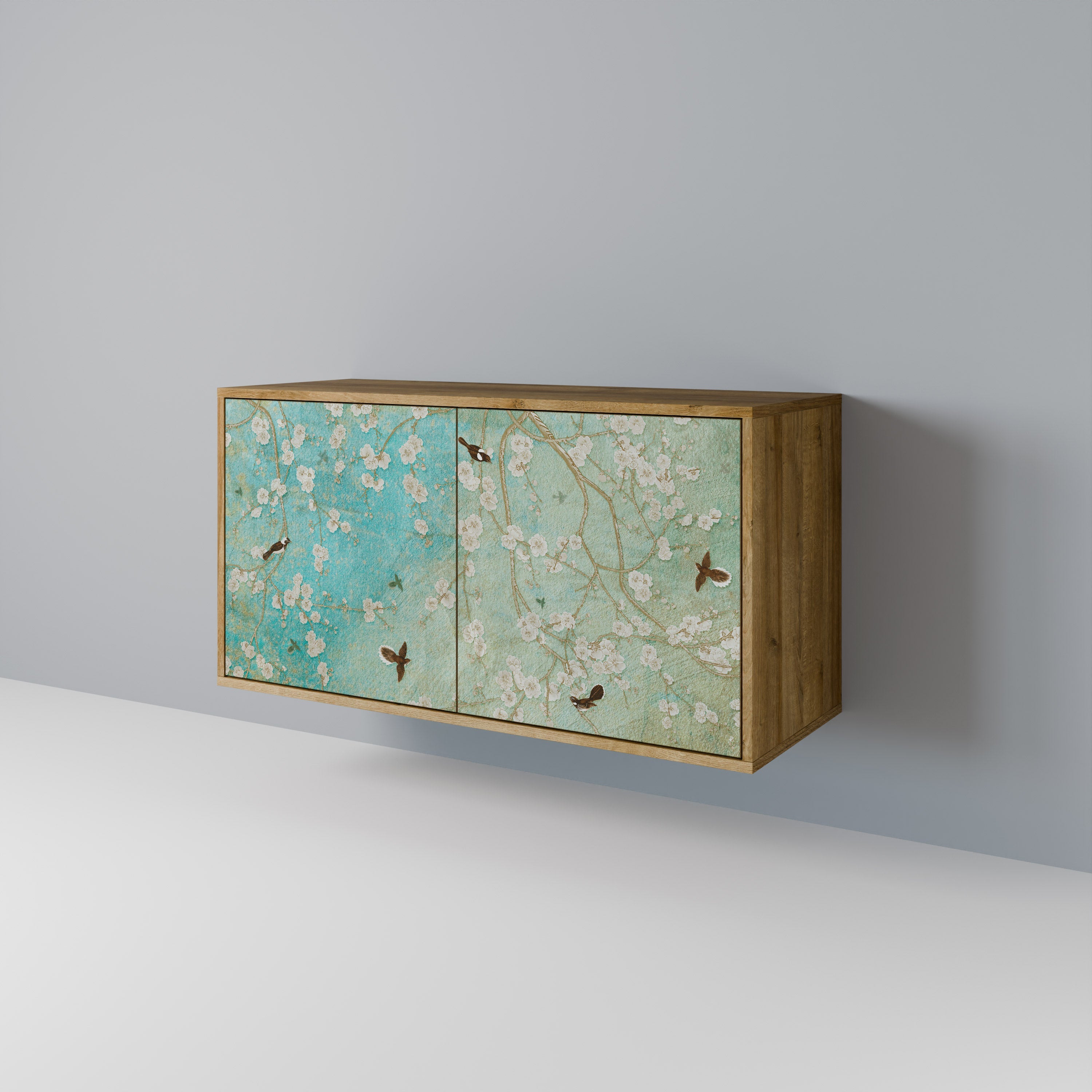 Buffet 2 portes BLOOMING CHARM effet chêne