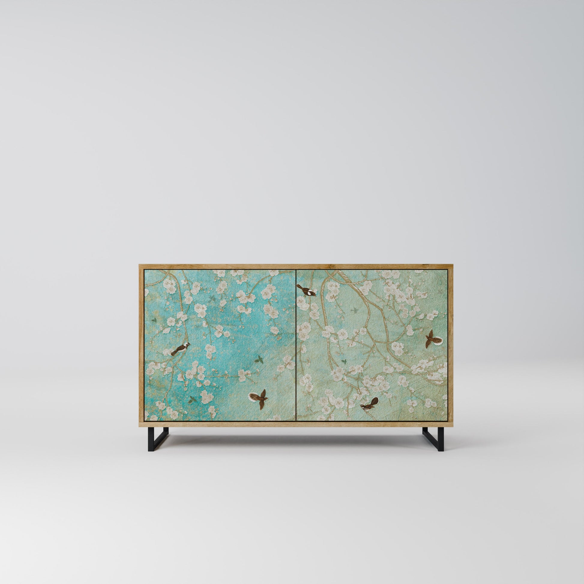 Buffet 2 portes BLOOMING CHARM effet chêne