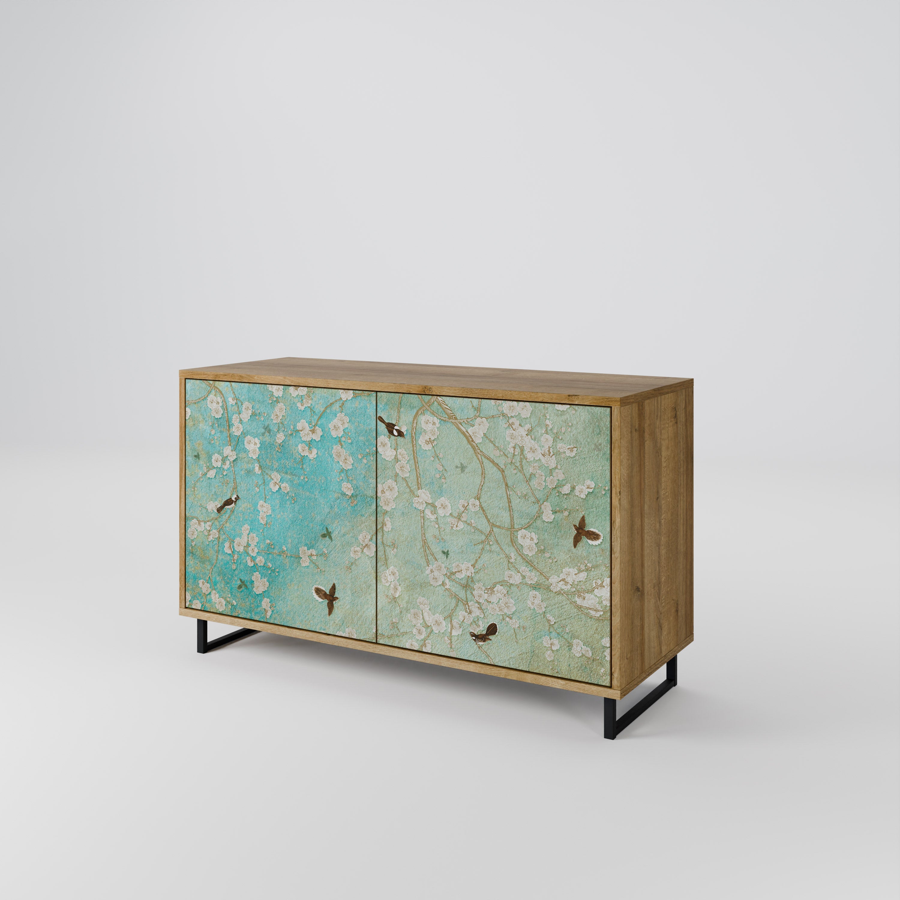 Buffet 2 portes BLOOMING CHARM effet chêne