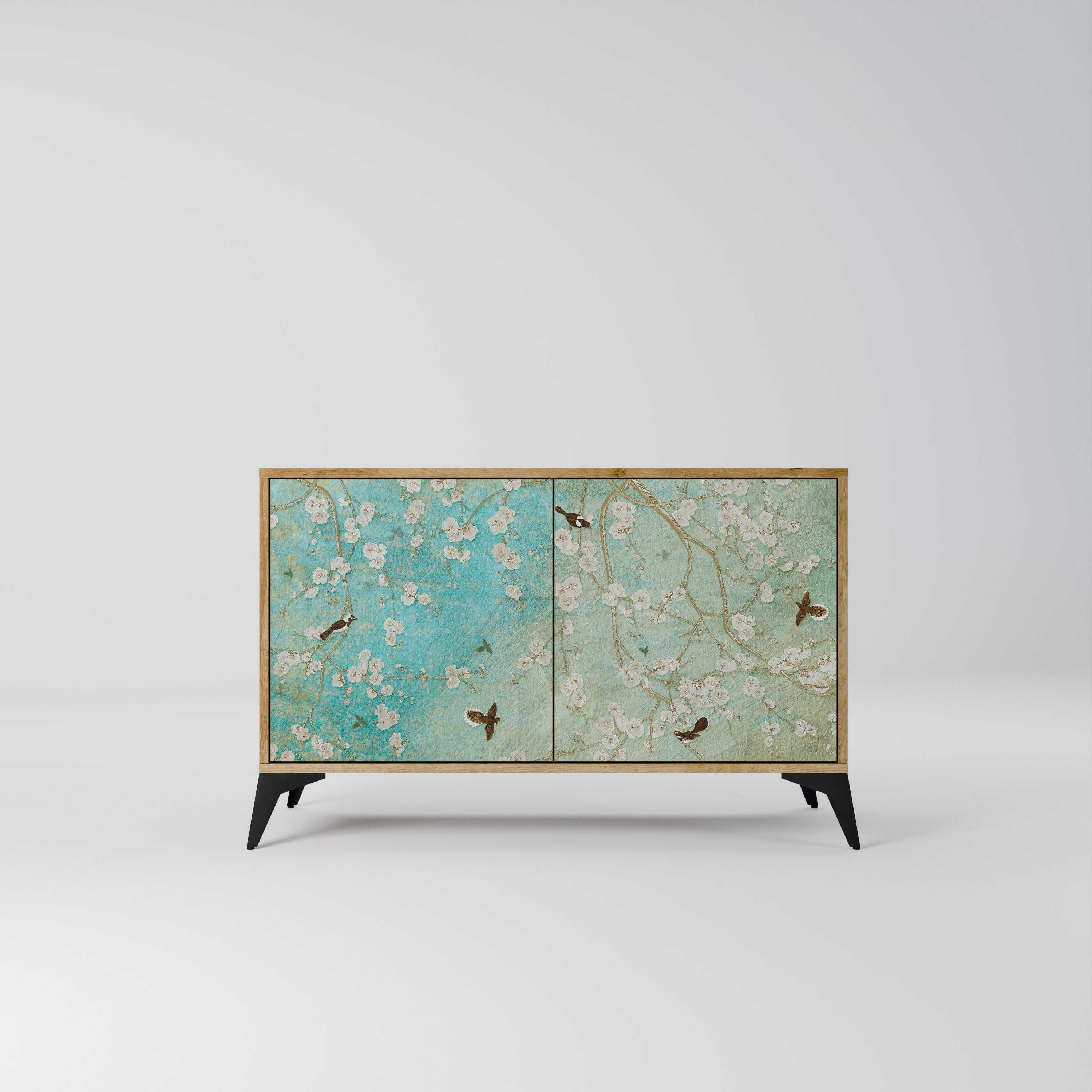 Buffet 2 portes BLOOMING CHARM effet chêne