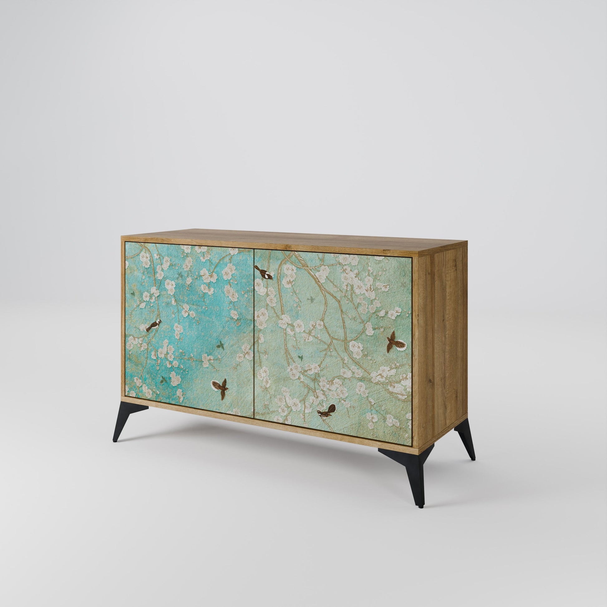 Buffet 2 portes BLOOMING CHARM effet chêne