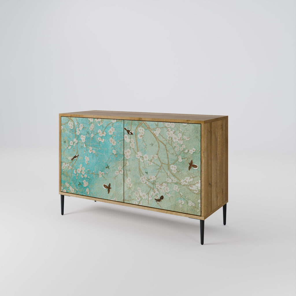 Buffet 2 portes BLOOMING CHARM effet chêne