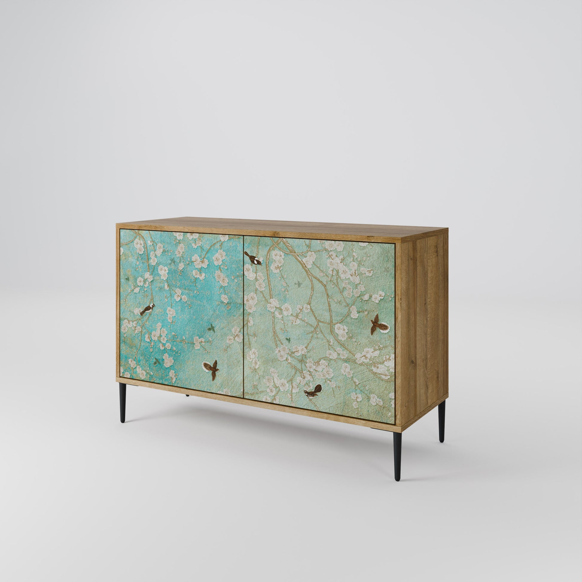 Buffet 2 portes BLOOMING CHARM effet chêne