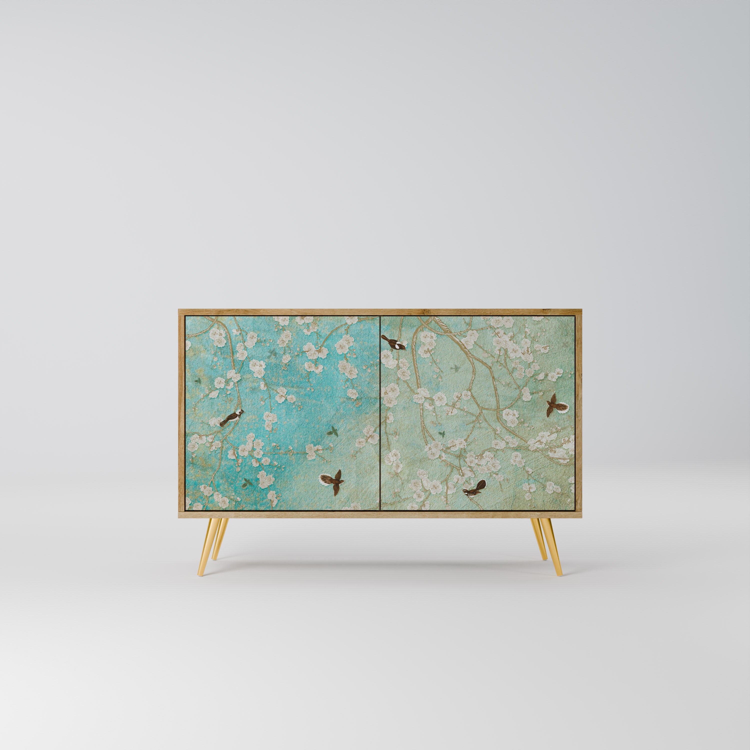 Buffet 2 portes BLOOMING CHARM effet chêne