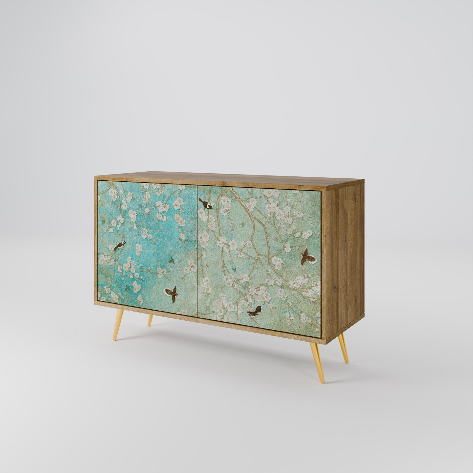 Buffet 2 portes BLOOMING CHARM effet chêne