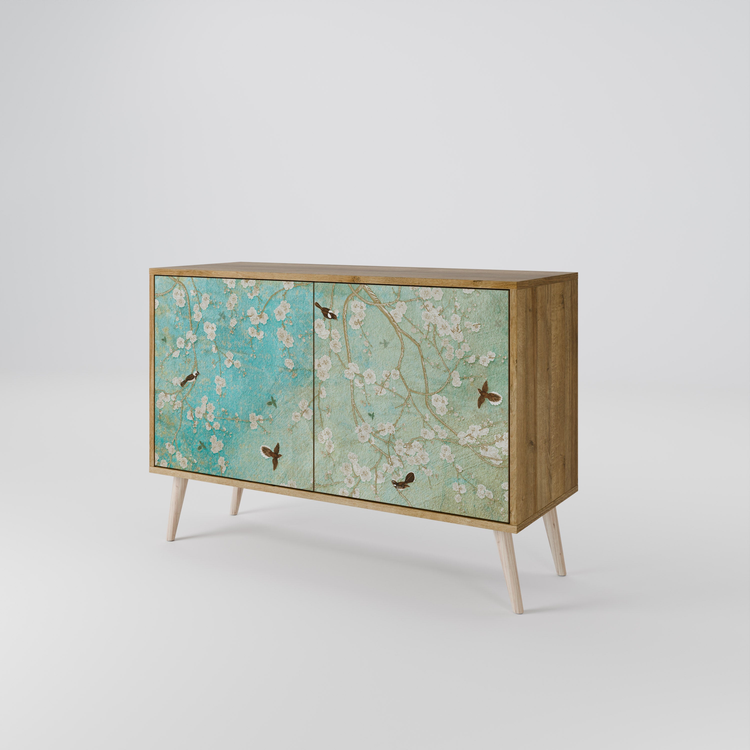 Buffet 2 portes BLOOMING CHARM effet chêne