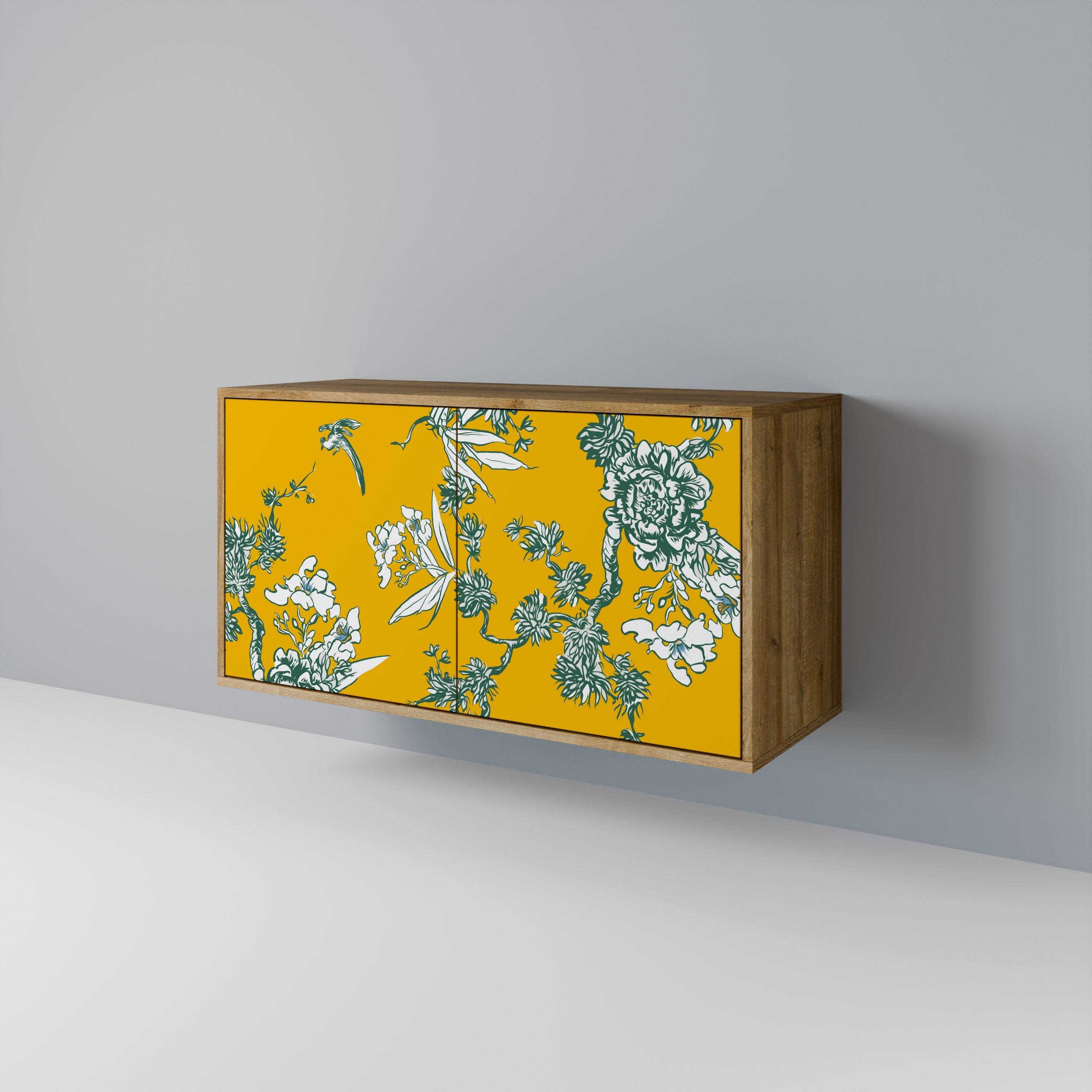 Buffet 2 portes YELLOW CHINOISERIE effet chêne