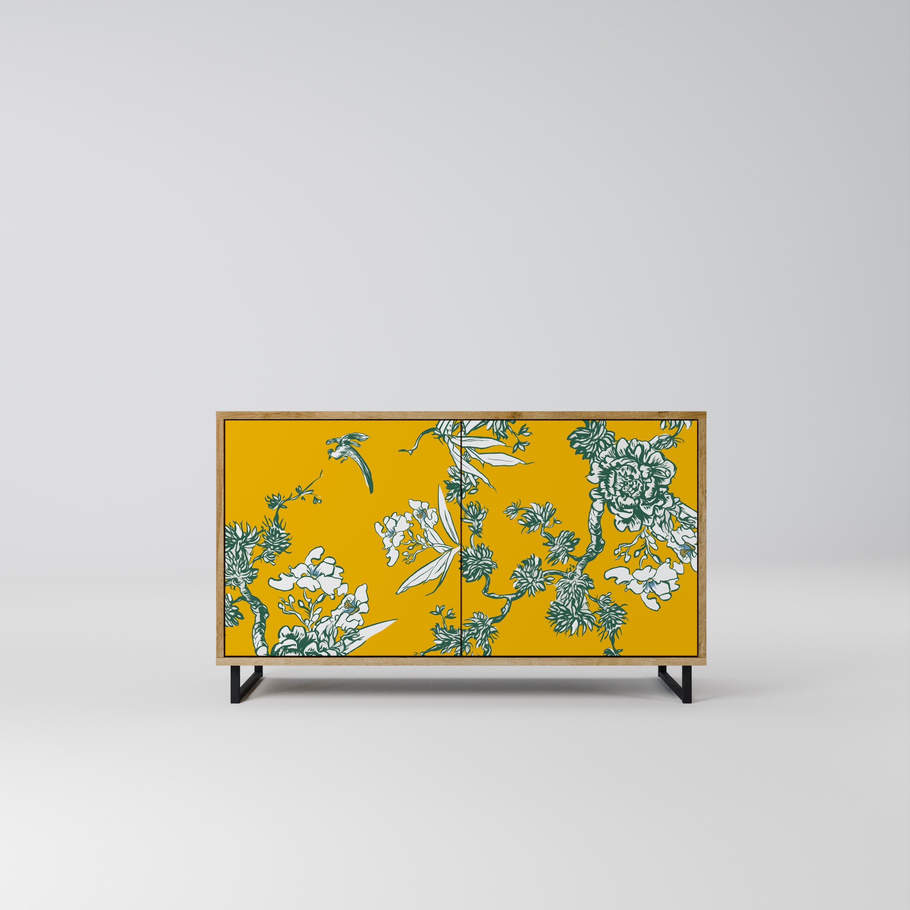 Buffet 2 portes YELLOW CHINOISERIE effet chêne