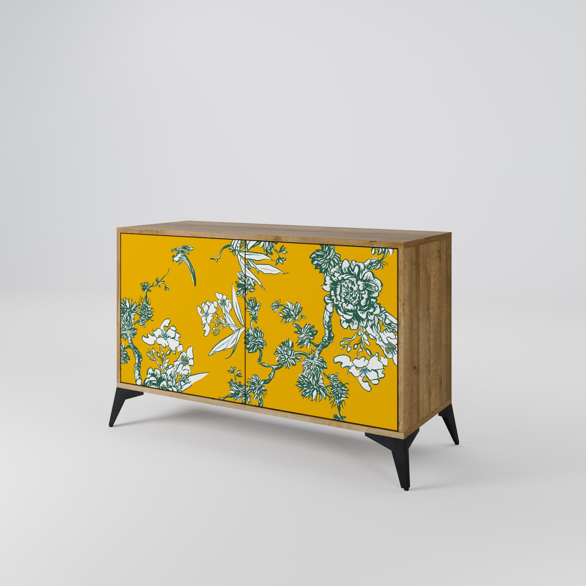 Buffet 2 portes YELLOW CHINOISERIE effet chêne
