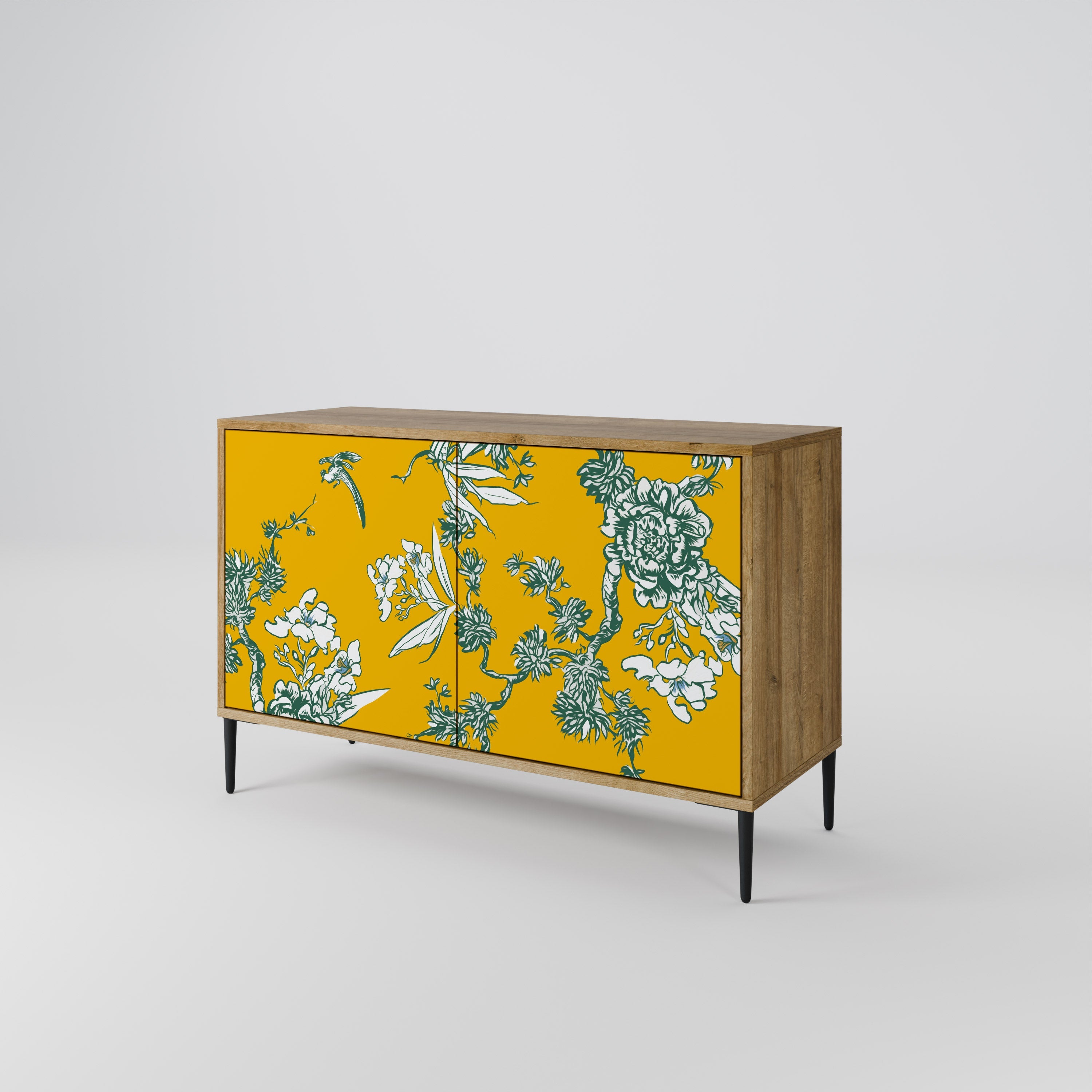 Buffet 2 portes YELLOW CHINOISERIE effet chêne