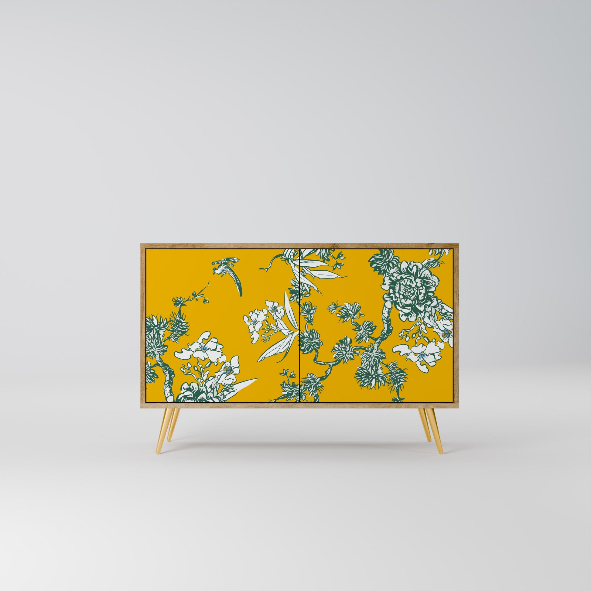 Buffet 2 portes YELLOW CHINOISERIE effet chêne