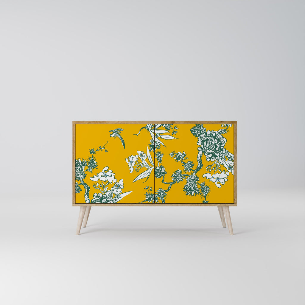 Buffet 2 portes YELLOW CHINOISERIE effet chêne