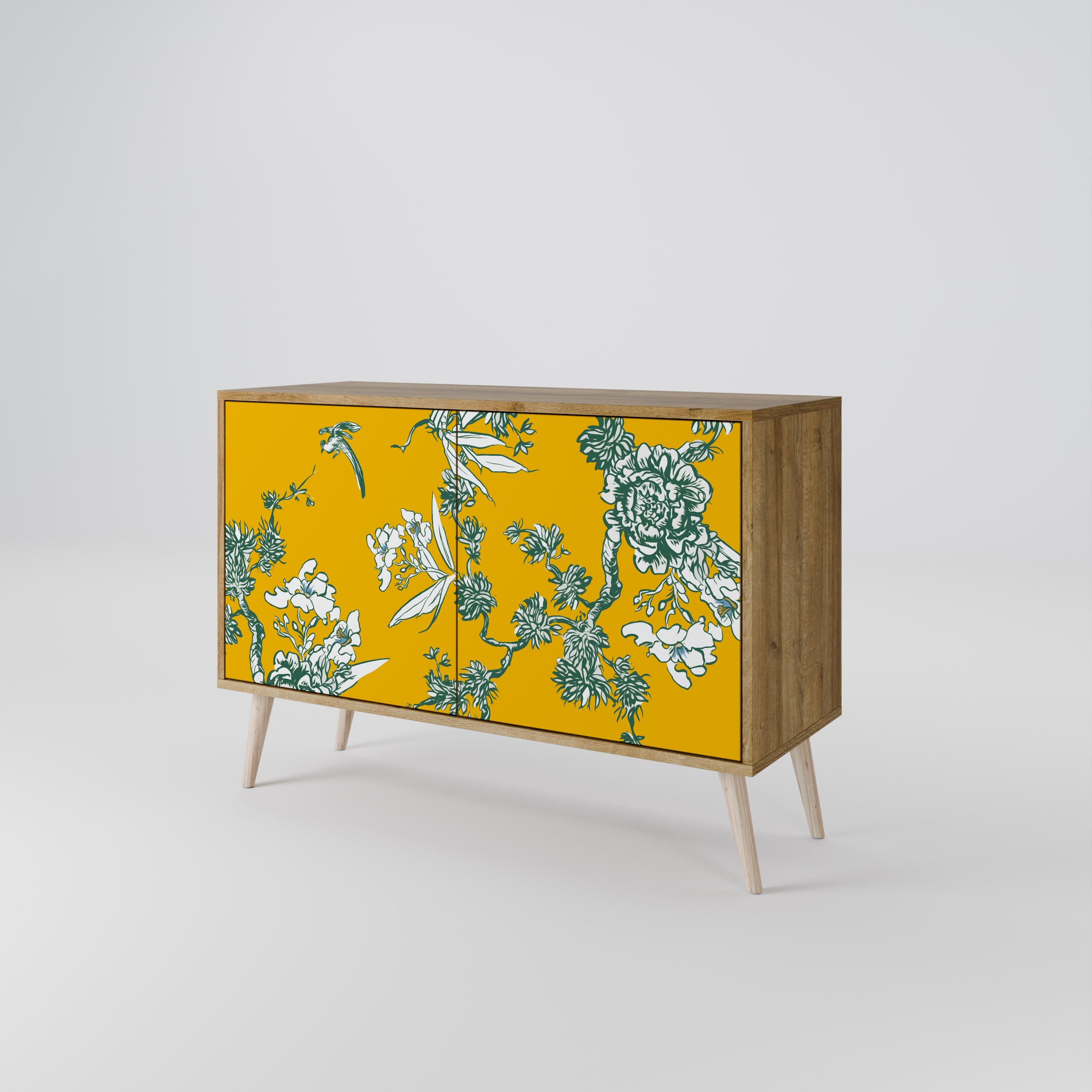 Buffet 2 portes YELLOW CHINOISERIE effet chêne