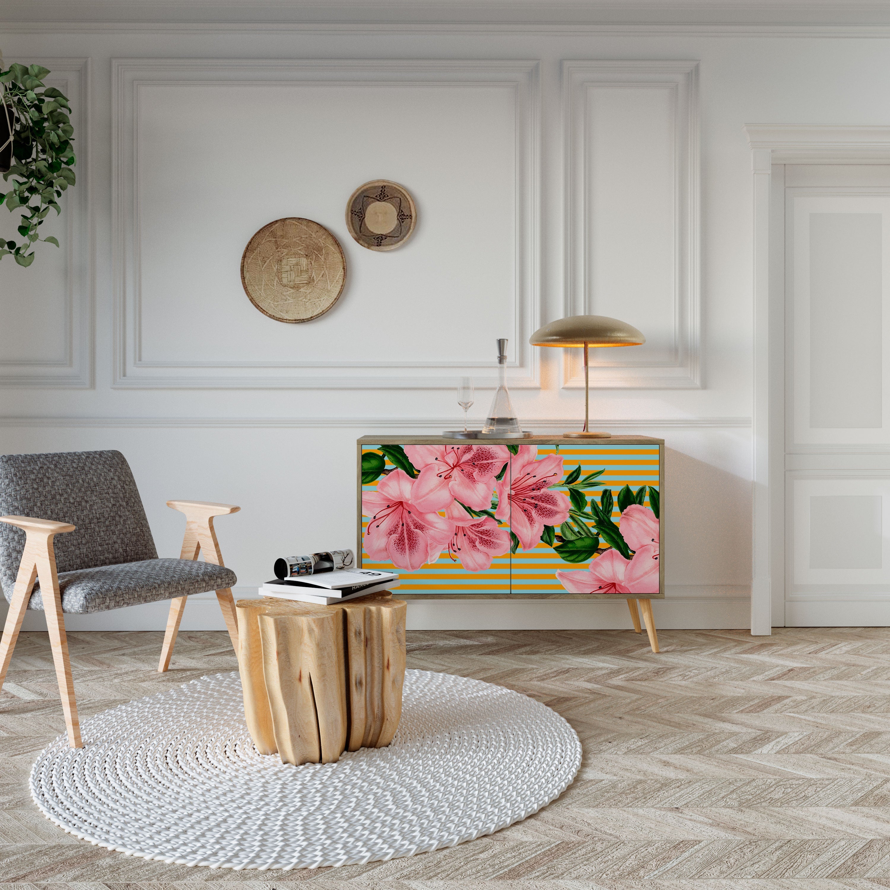 Buffet 2 portes effet chêne FRAGILE BEAUTY