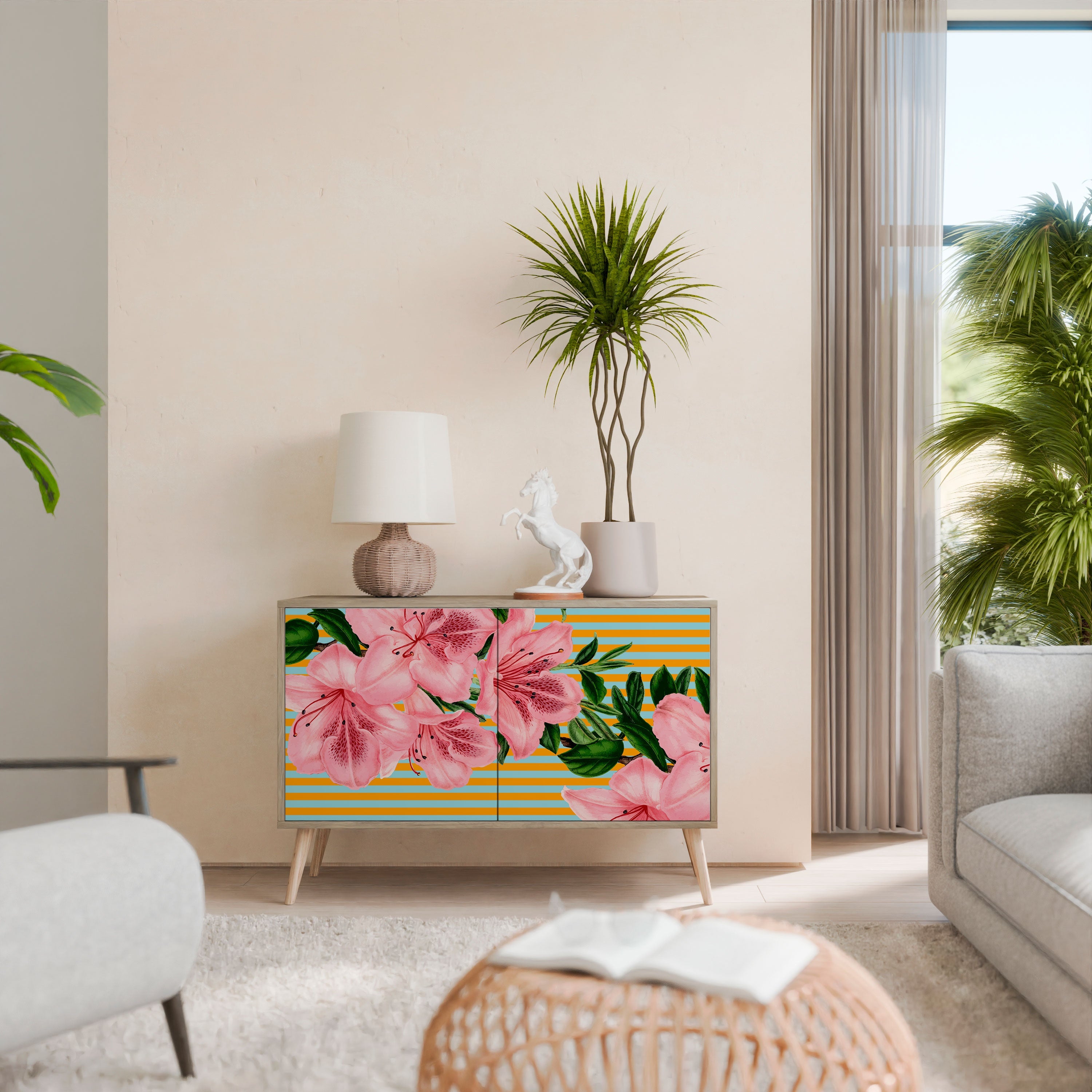 Buffet 2 portes effet chêne FRAGILE BEAUTY