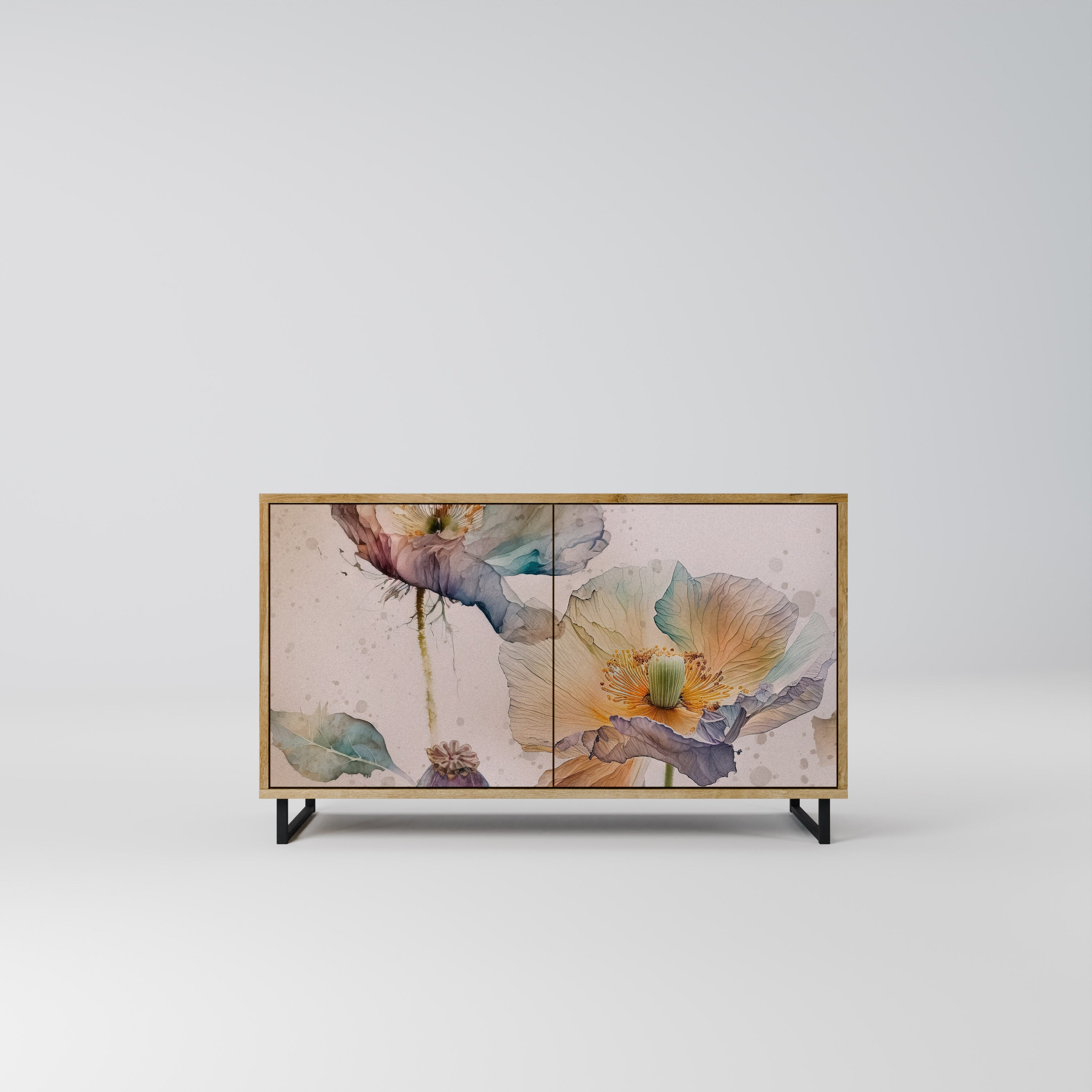 Buffet 2 portes SOFTEN POPPY effet chêne