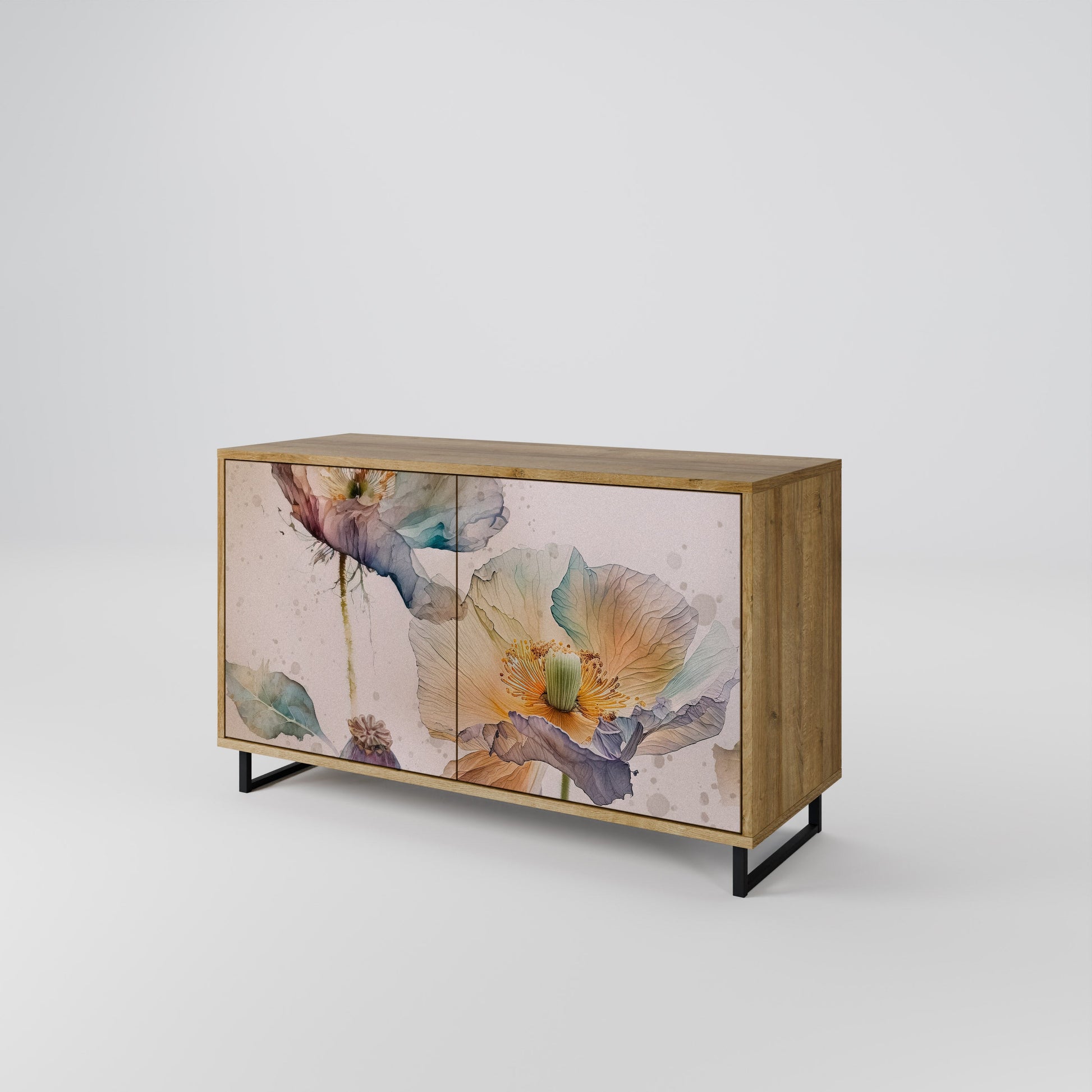 Buffet 2 portes SOFTEN POPPY effet chêne